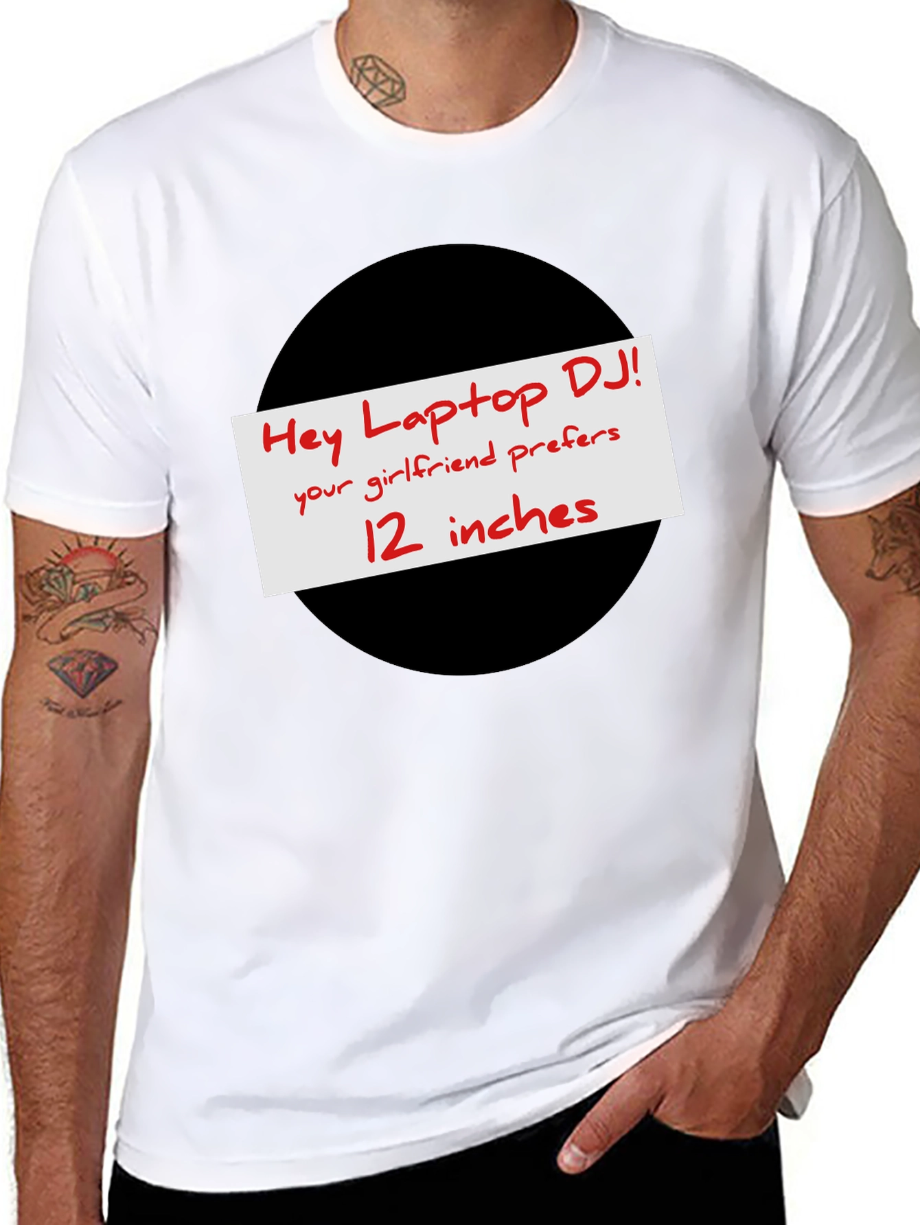 Black Hey Laptop DJ! Humor Tee view 8