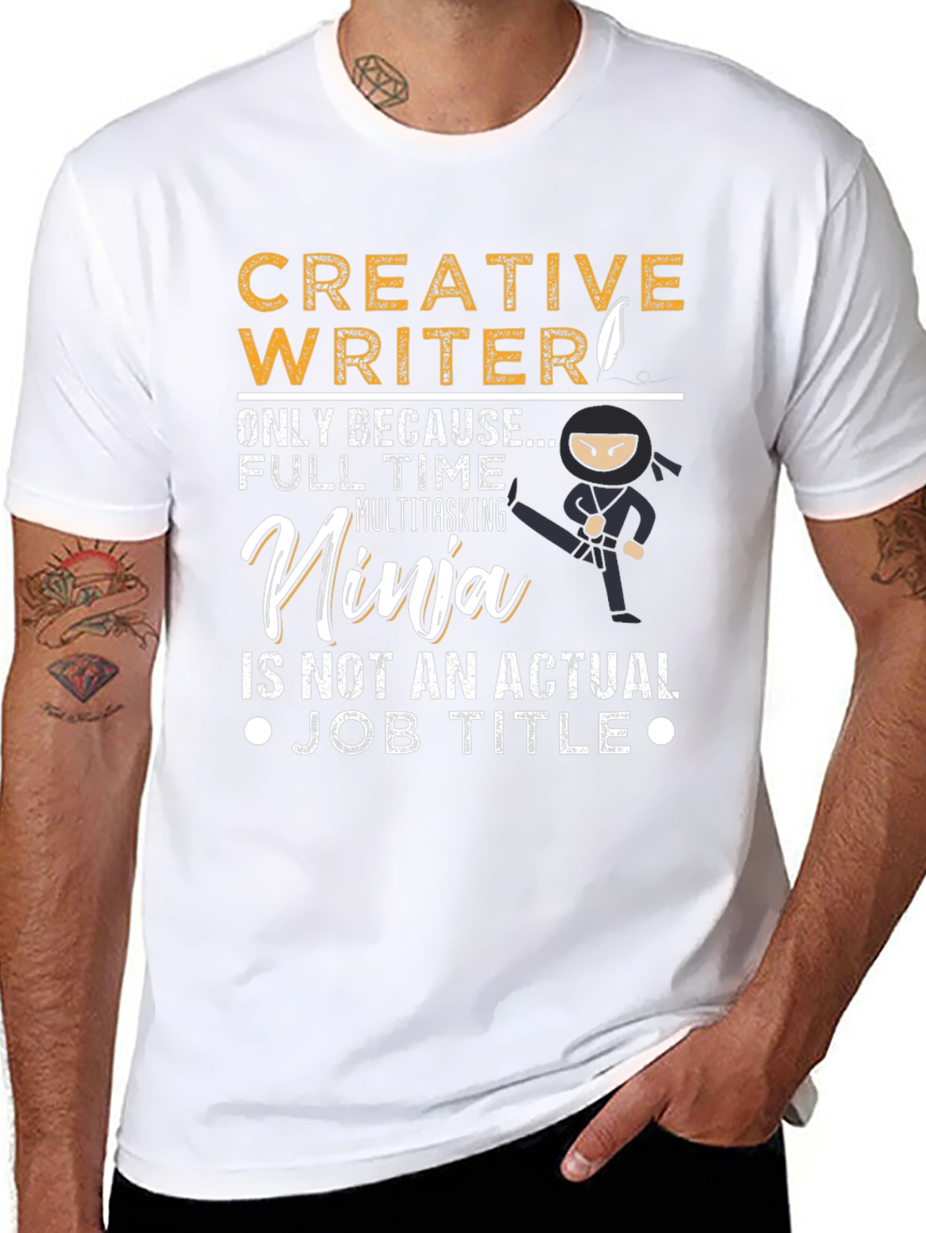 Black Creative Writer Ninja Graphic Tee view 8