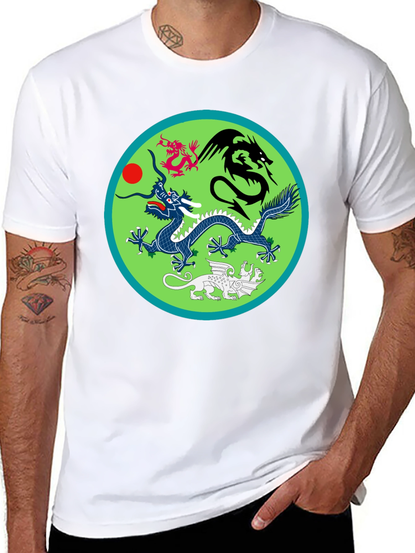 Black Dragon Motif T-Shirt view 8