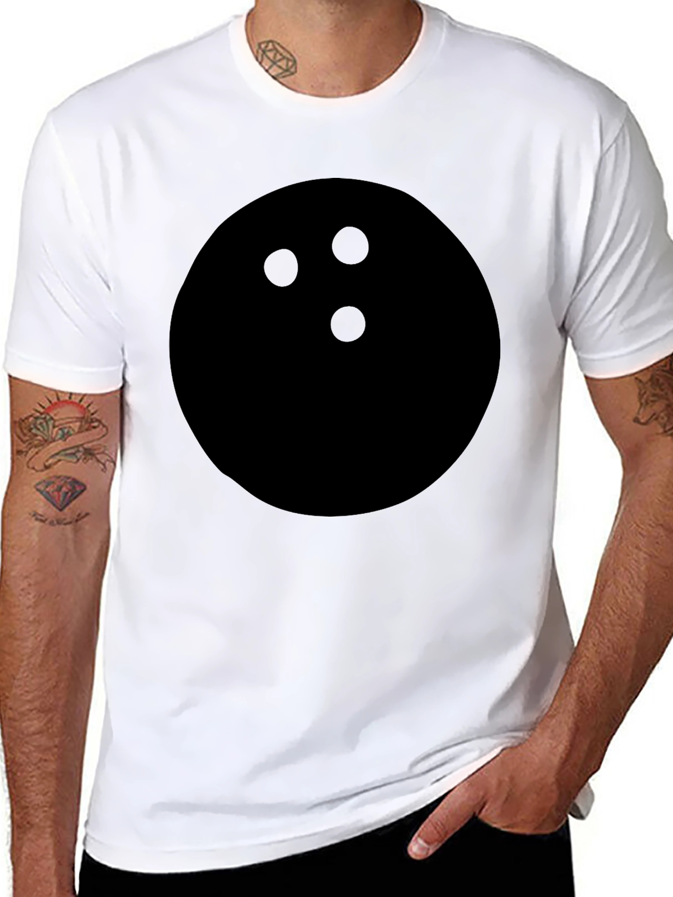 Black Bowling Ball Graphic Tee - Casual Black T-Shirt view 8
