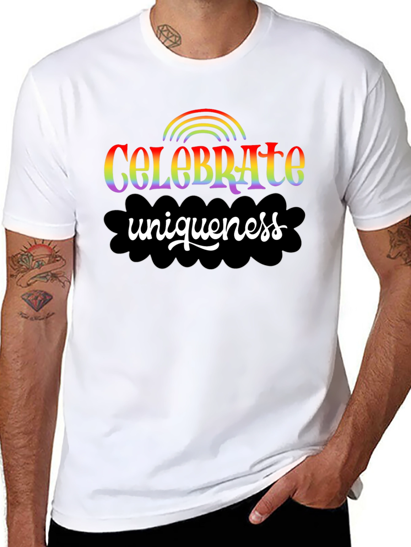 Black Celebrate Uniqueness Rainbow Graphic Tee view 8