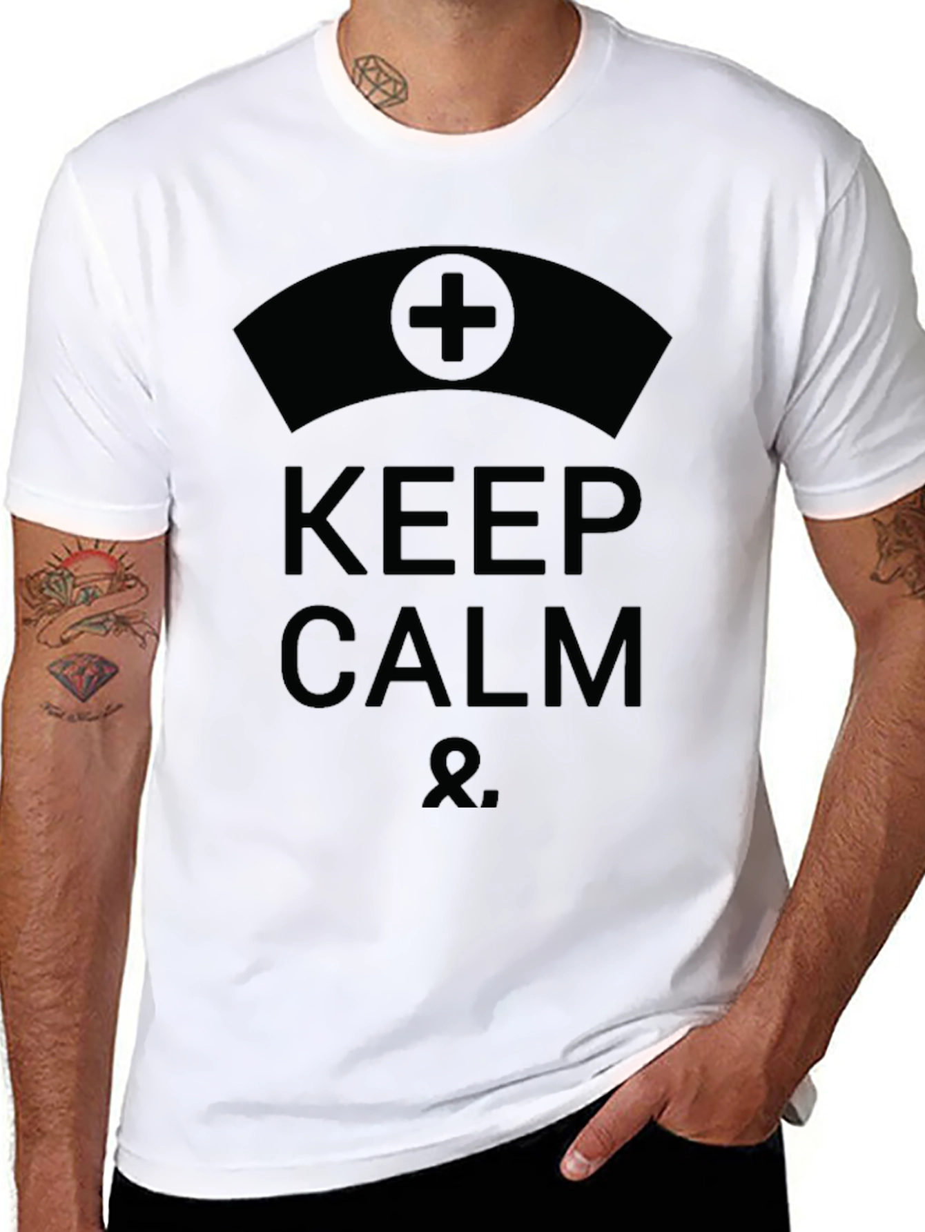 Black Keep Calm Nurse Black Graphic T-Shirt view 8