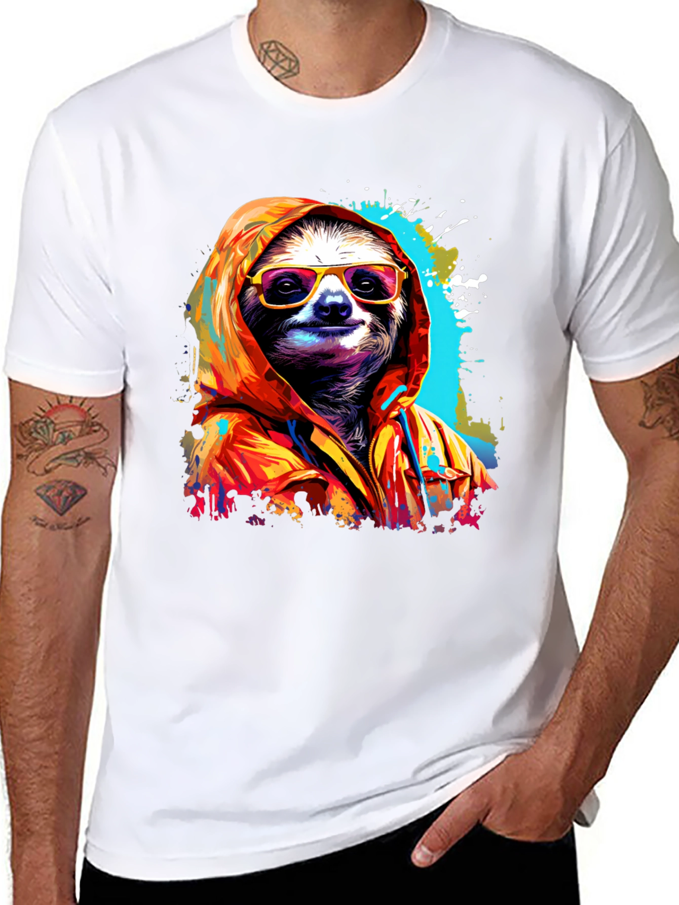 Black Cool Sloth Graphic Tee - Relaxed Style view 8