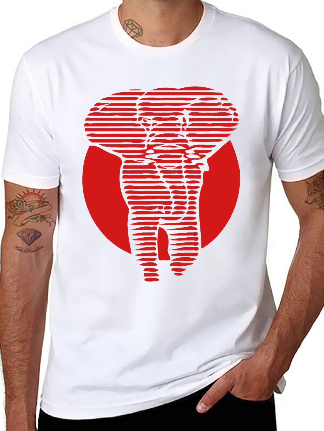 Black Red Elephant Graphic Tee - Cool Stylish Design view 8