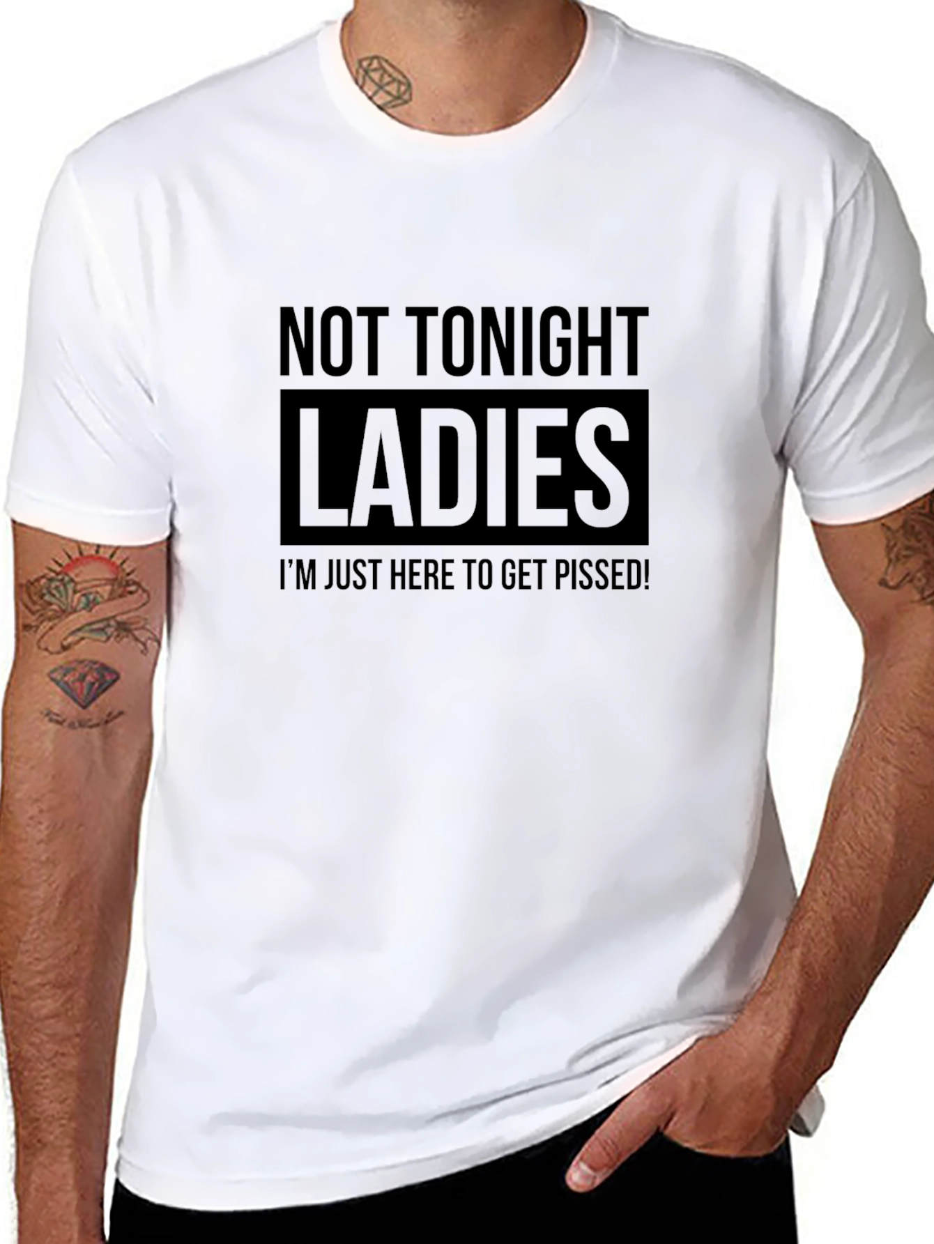 Black Not Tonight Ladies Funny T-Shirt view 8