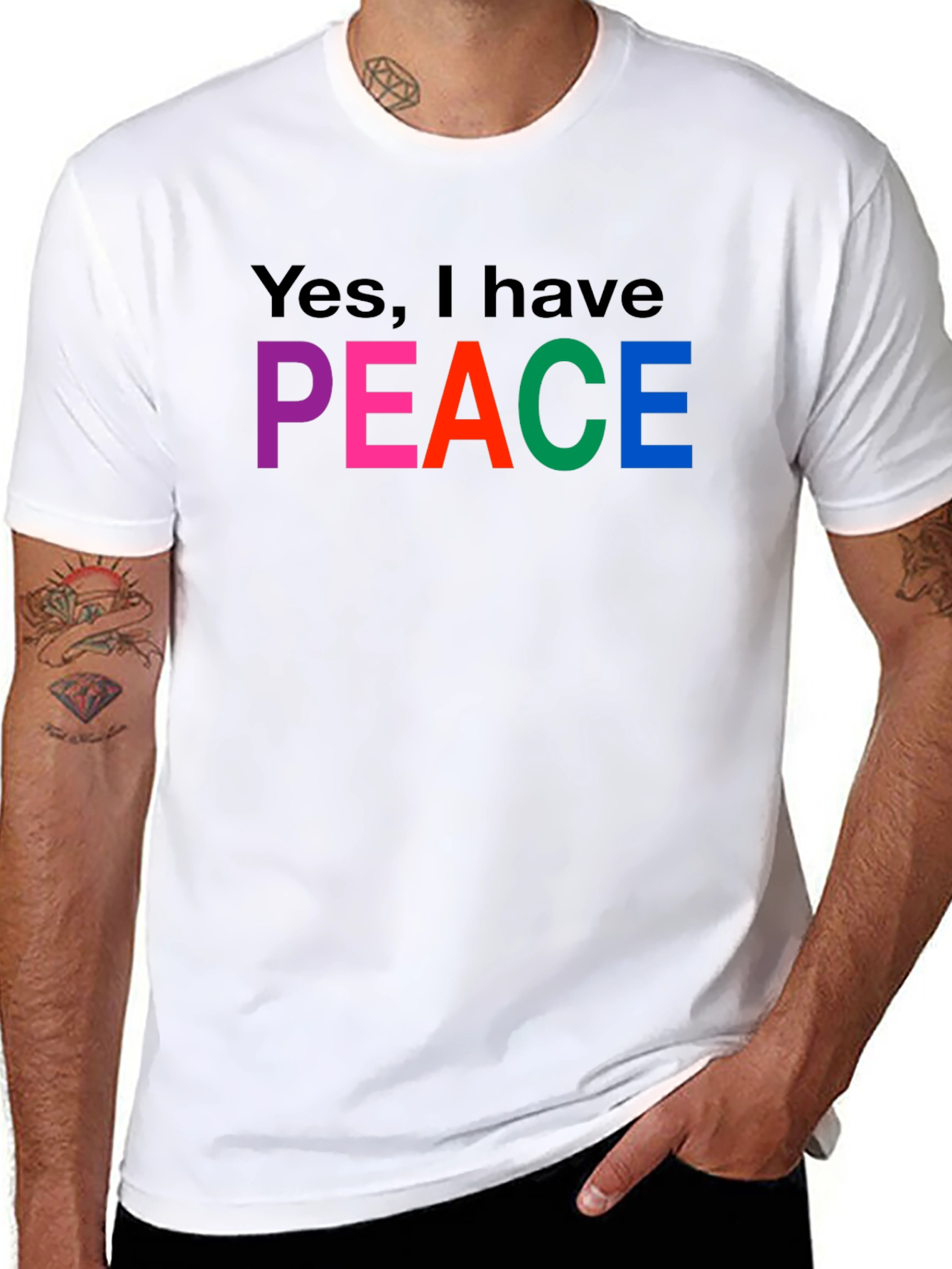 Black Peace T-Shirt - Colorful Graphic Tee view 8