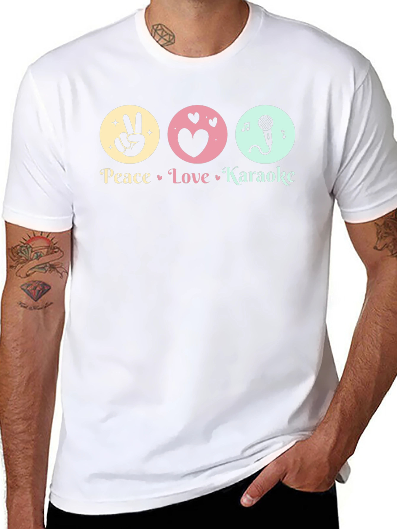 Black Peace Love Karaoke T-Shirt - Fun Graphic Tee view 8