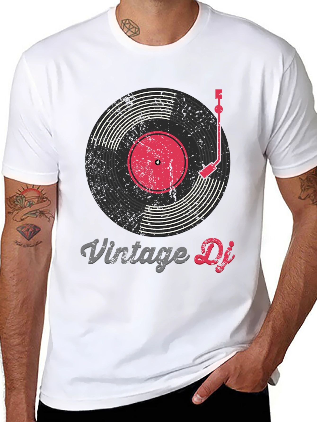Black Vintage DJ Record Player Graphic Tee view 8