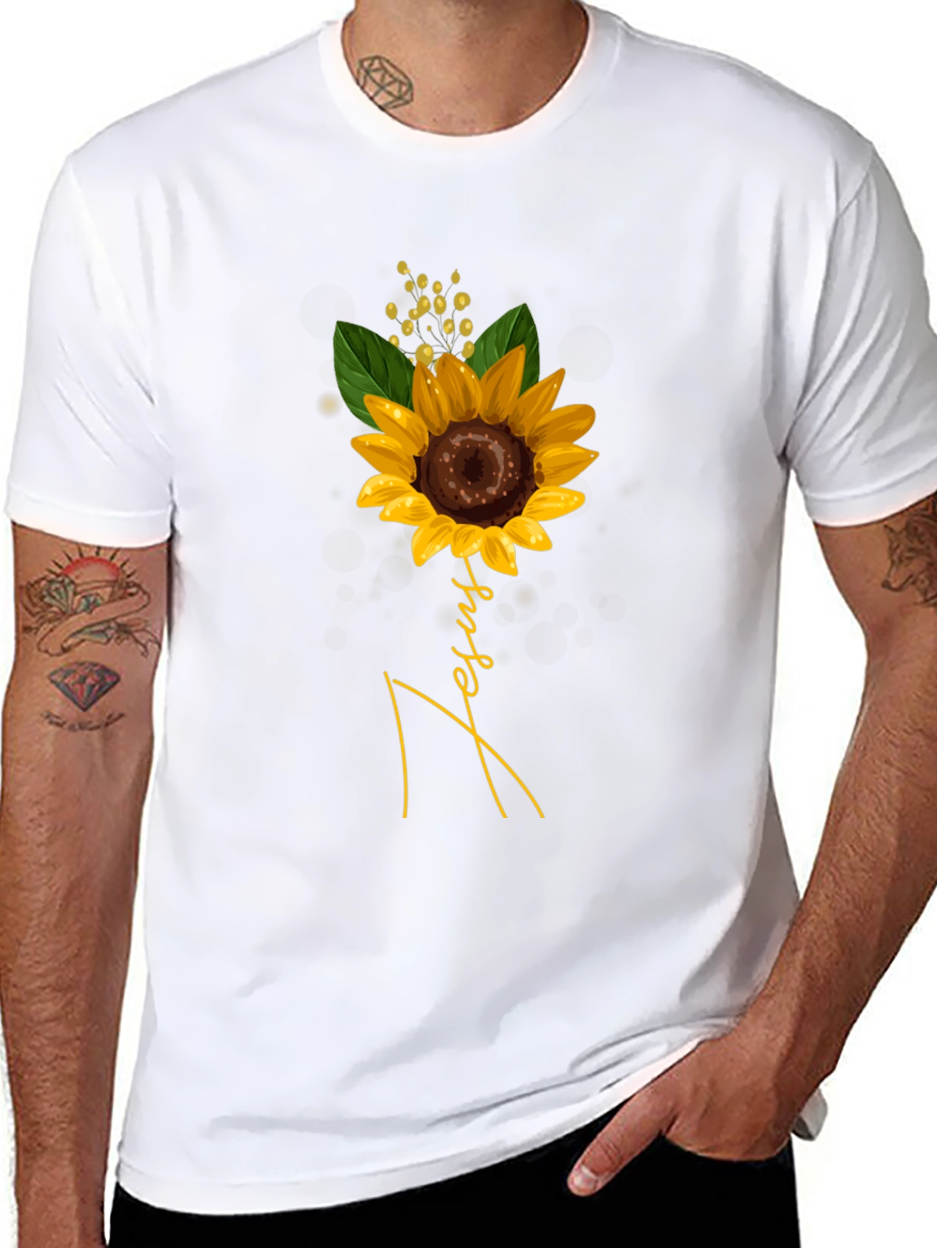 Black Jesus Sunflower Graphic T-Shirt view 8