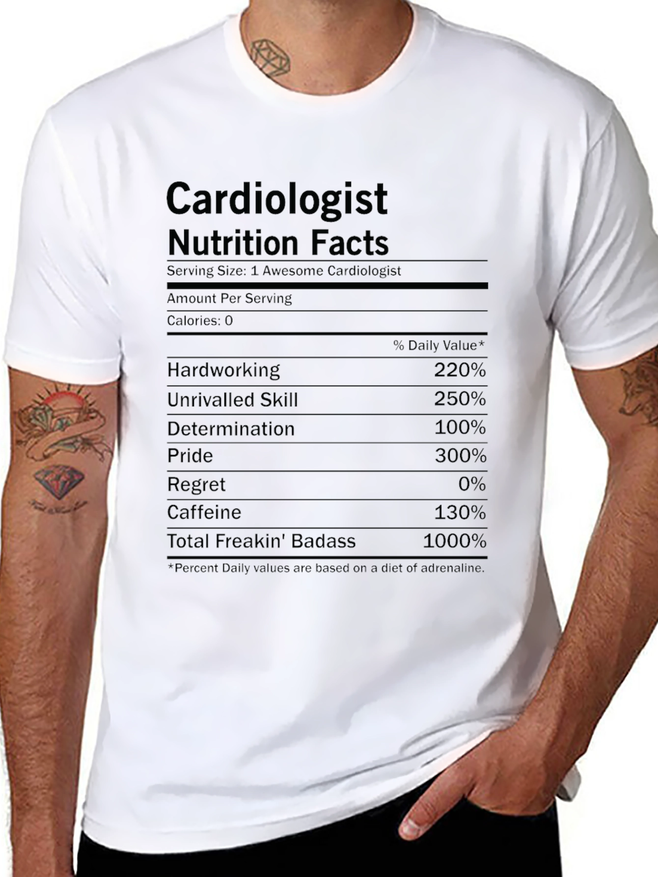 Black Cardiologist Nutrition Facts T-Shirt view 8