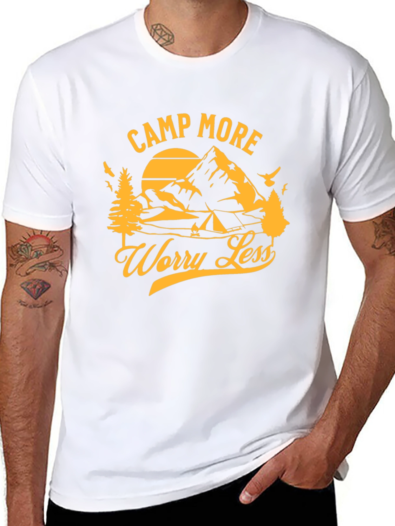 Black Camp More Worry Less Graphic T-Shirt view 8