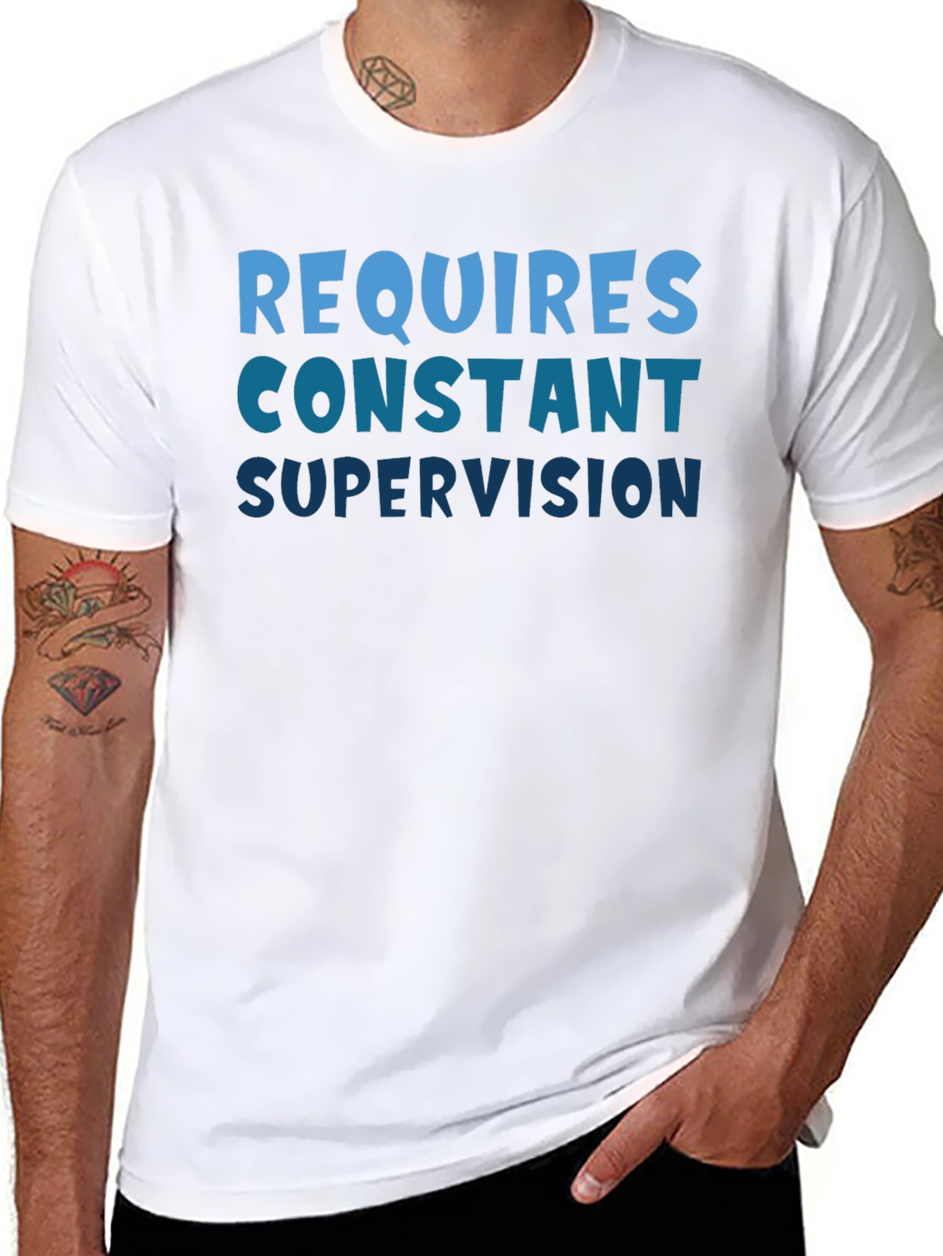 Black Requires Constant Supervision Black T-Shirt view 8