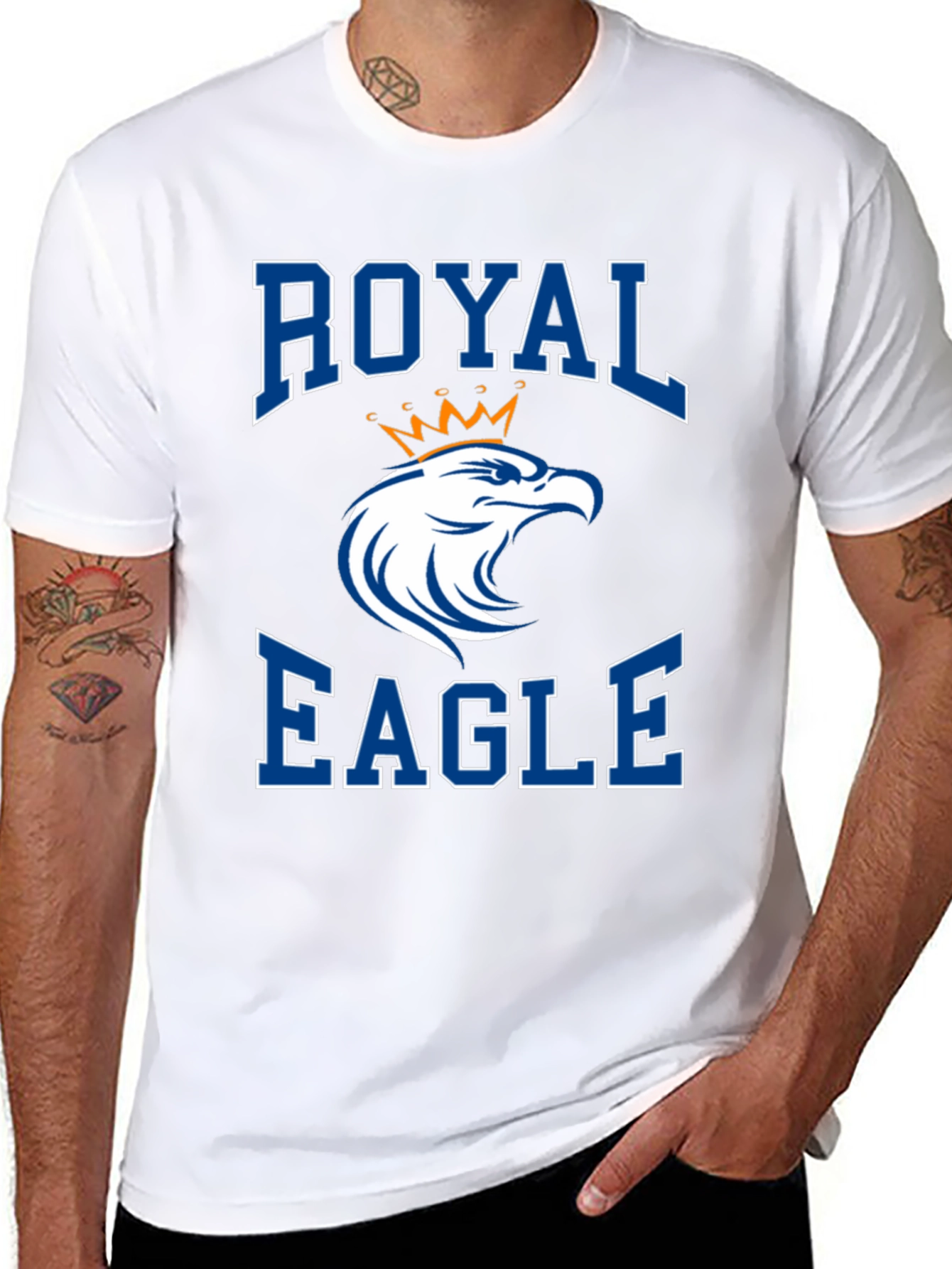 Royal Eagle Graphic Tee - Black Cotton Blend - 8