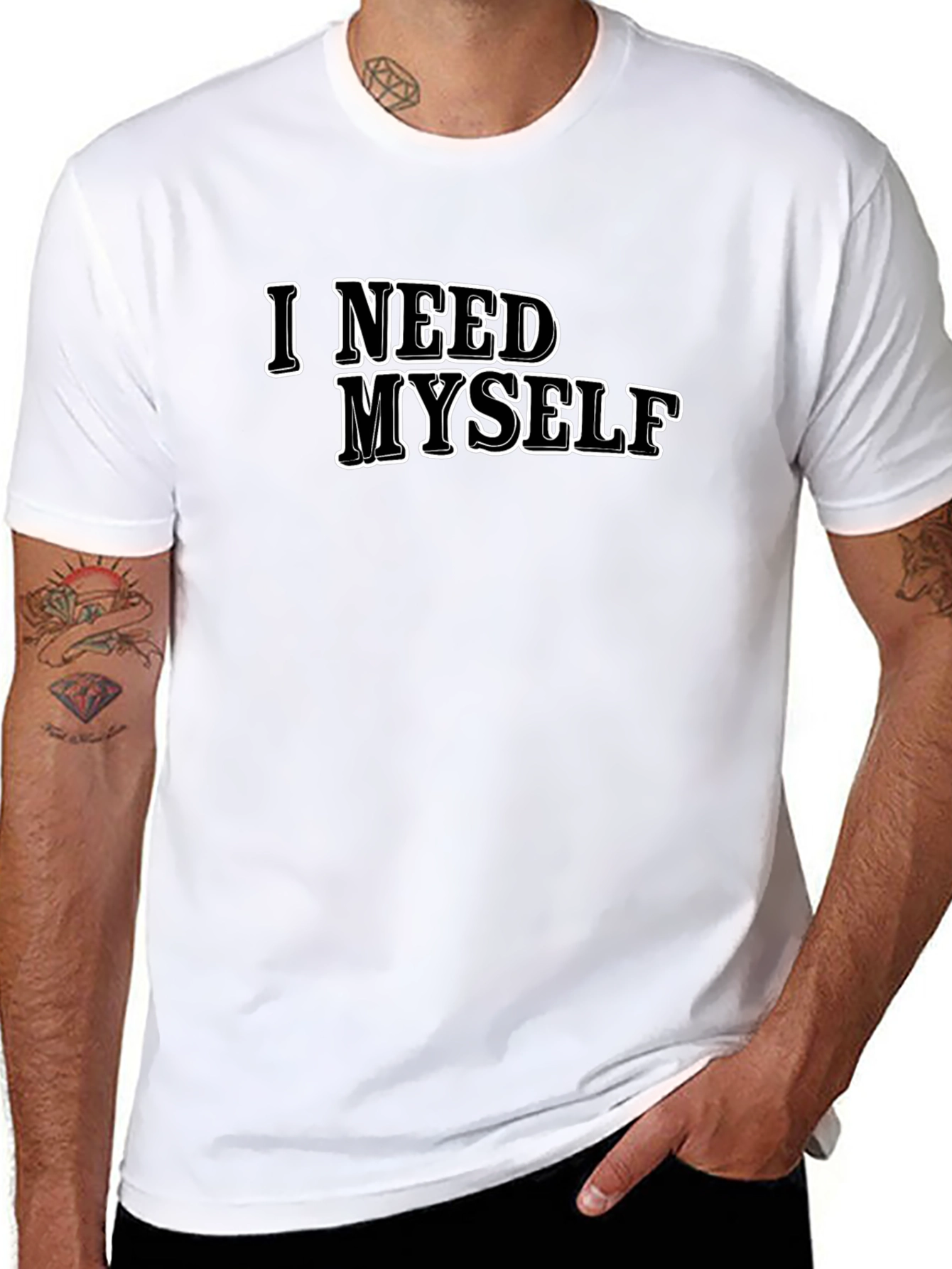 Black I Need Myself T-Shirt - Unisex Black Tee view 8