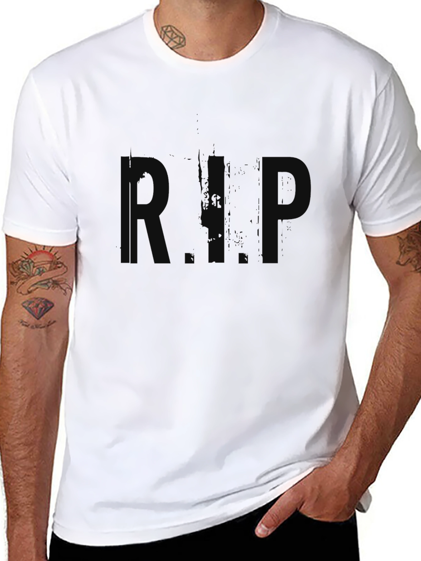Black Black R.I.P. Graphic Print T-Shirt view 8