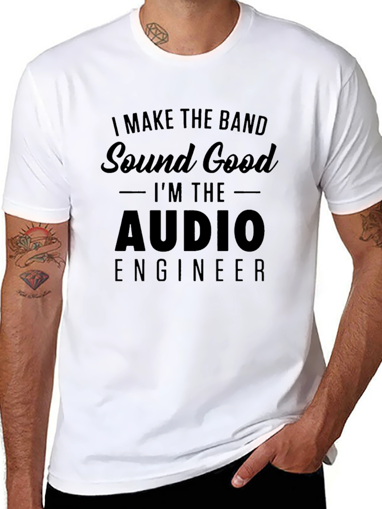 Black Audio Engineer T-Shirt - I Make The Band Sound Good view 8