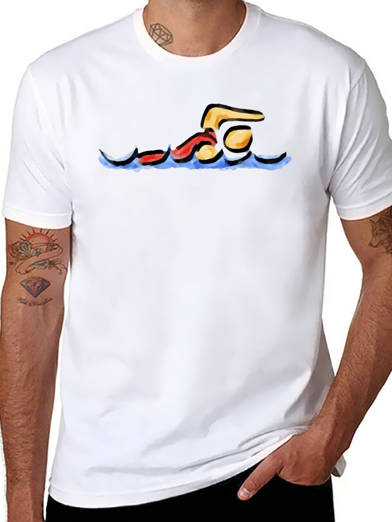 Black Swimmer Graphic Black T-Shirt view 8
