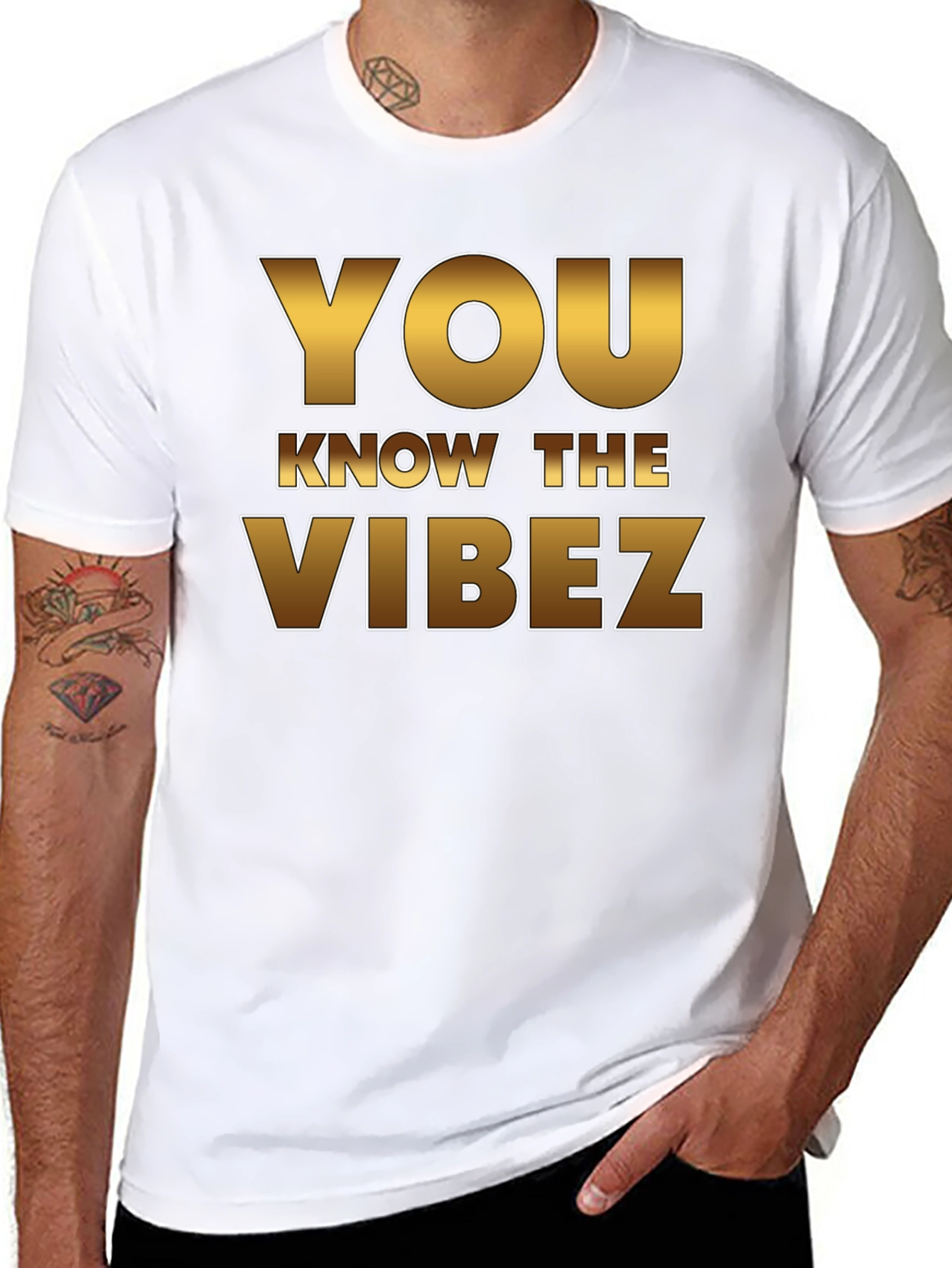 Black You Know the Vibez Graphic Tee - Black Cotton T-Shirt view 8