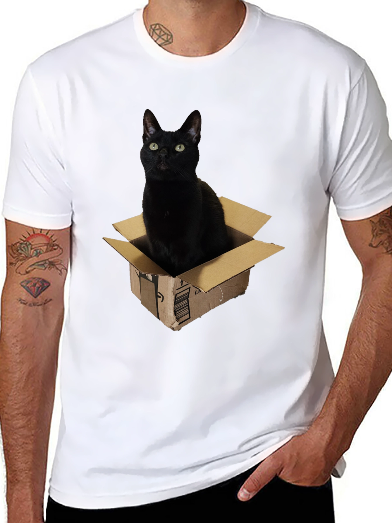 Black Black Cat in Box Graphic T-Shirt view 8