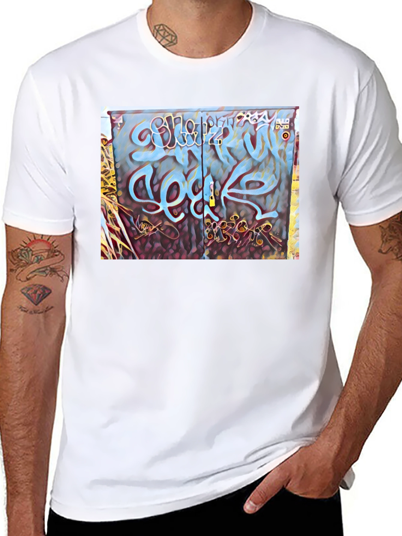 Black Graffiti Art Graphic Tee - Urban Style view 8