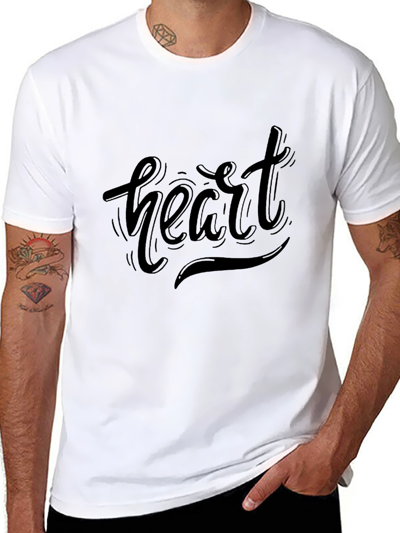 Black Heart Graphic Tee - Black Crew Neck Short Sleeve view 8