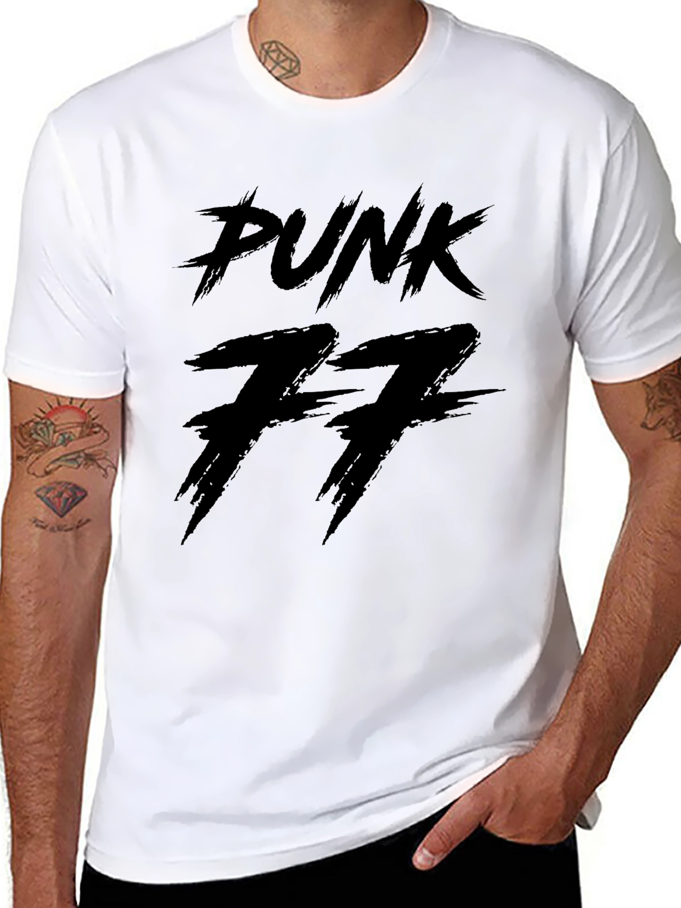 Black Punk 77 Black Graphic Tee view 8