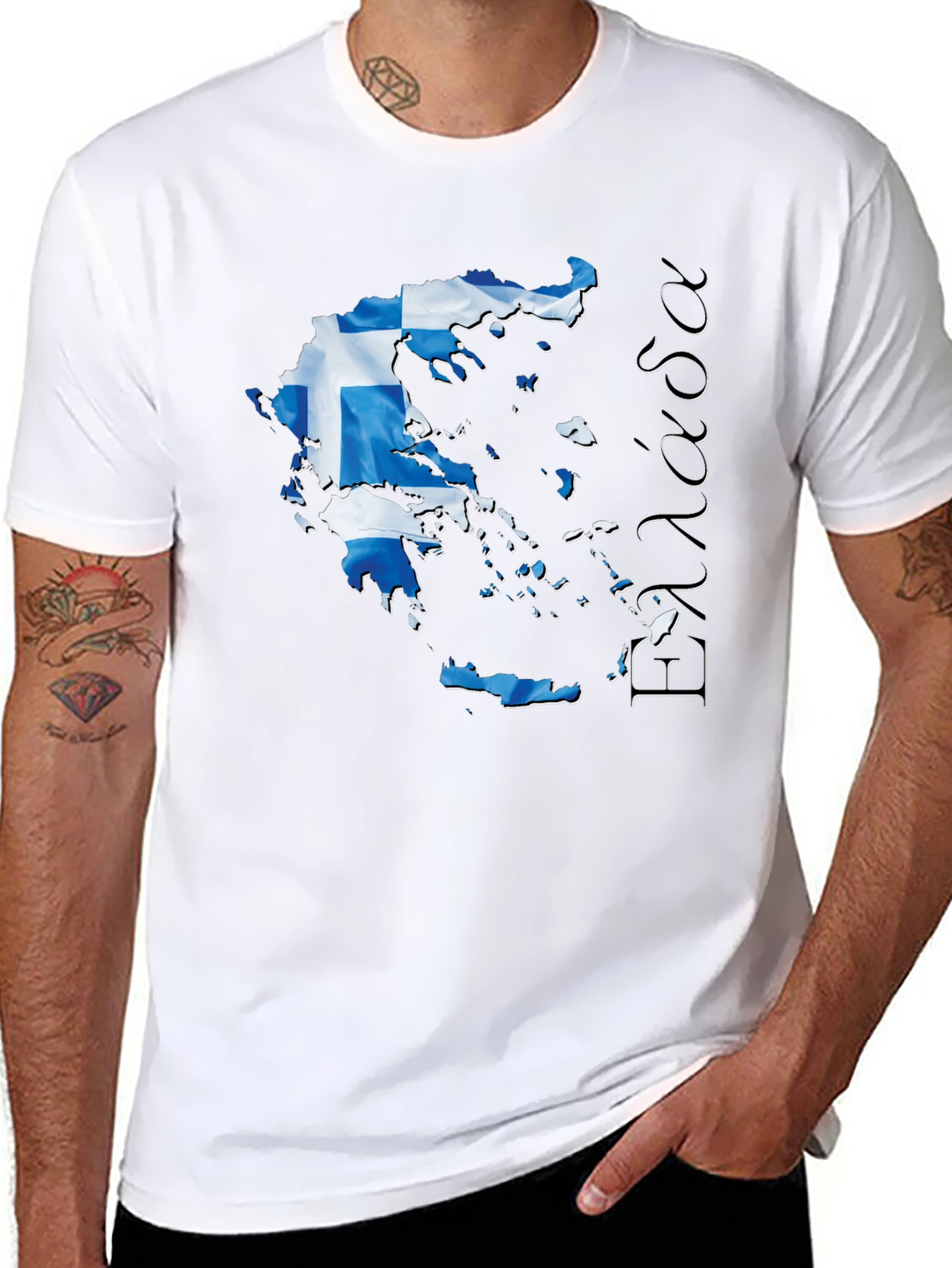 Black Greece Flag Map T-Shirt  view 8