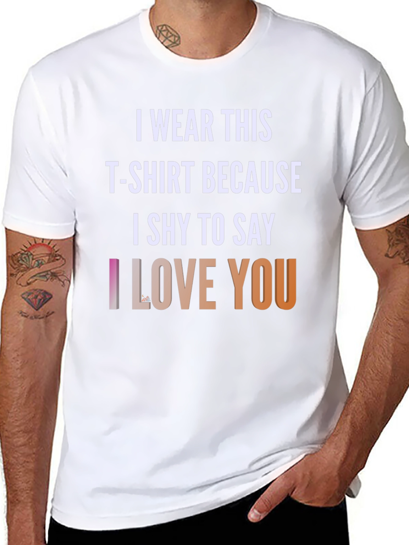 Black I Wear This T-shirt Because I Shy To Say I Love You T-Shirt view 8