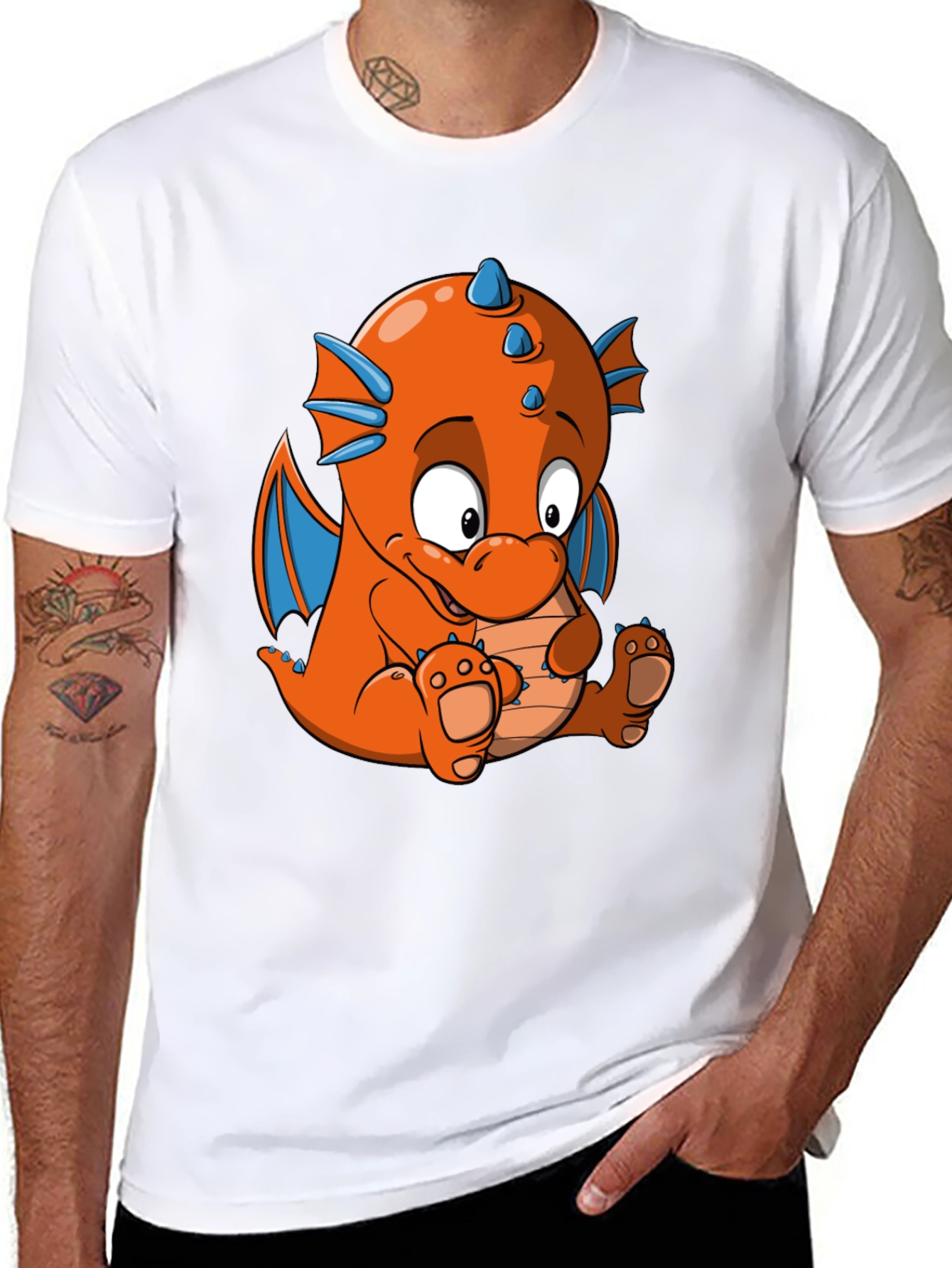 Black Cartoon Dragon Graphic Tee - Black view 8