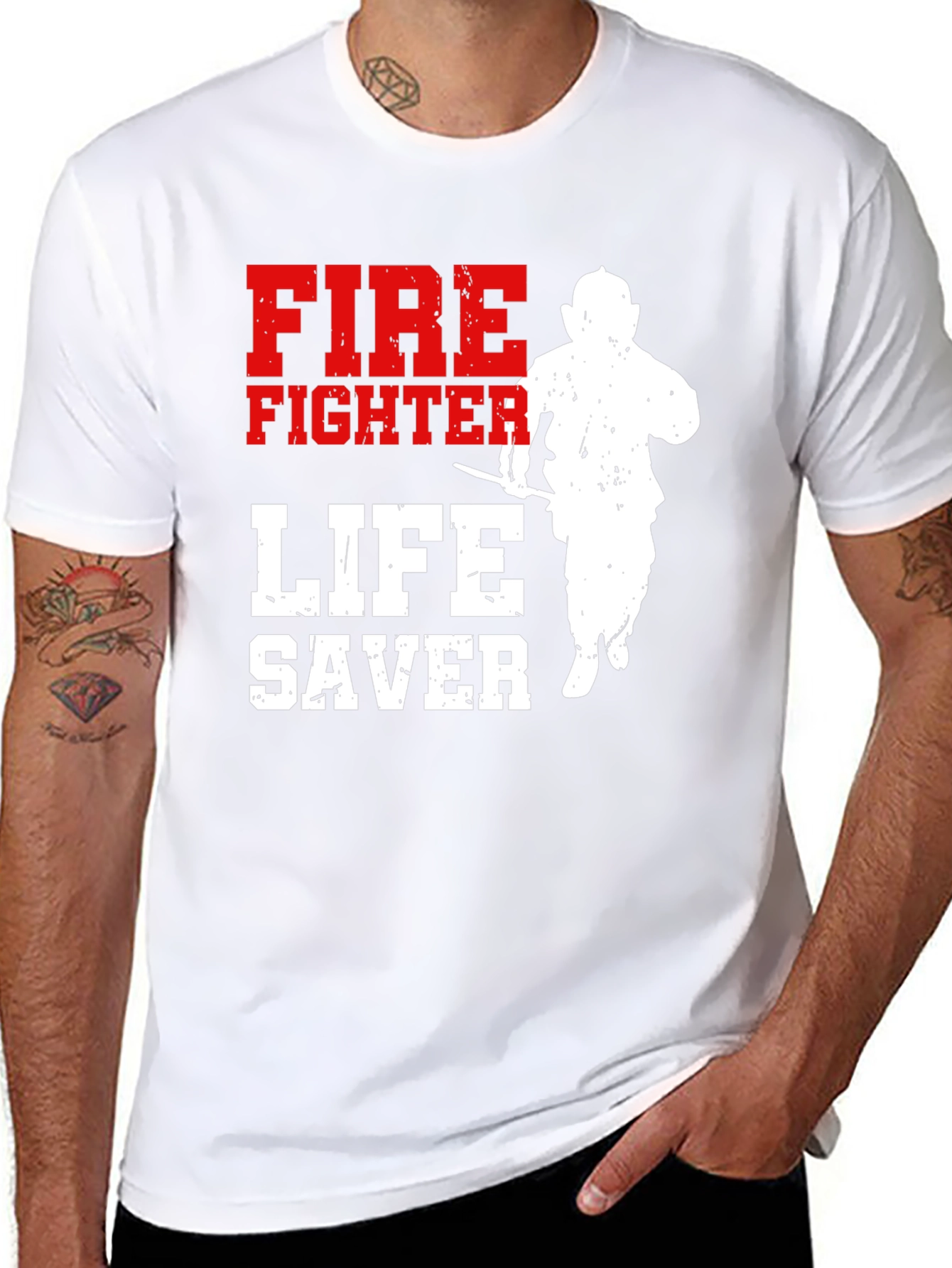 Black Firefighter Lifesaver Graphic T-Shirt view 8