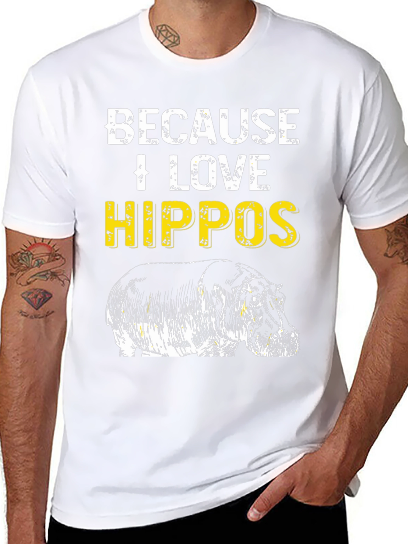 Black Because I Love Hippos T-Shirt - Animal Lover Tee view 8