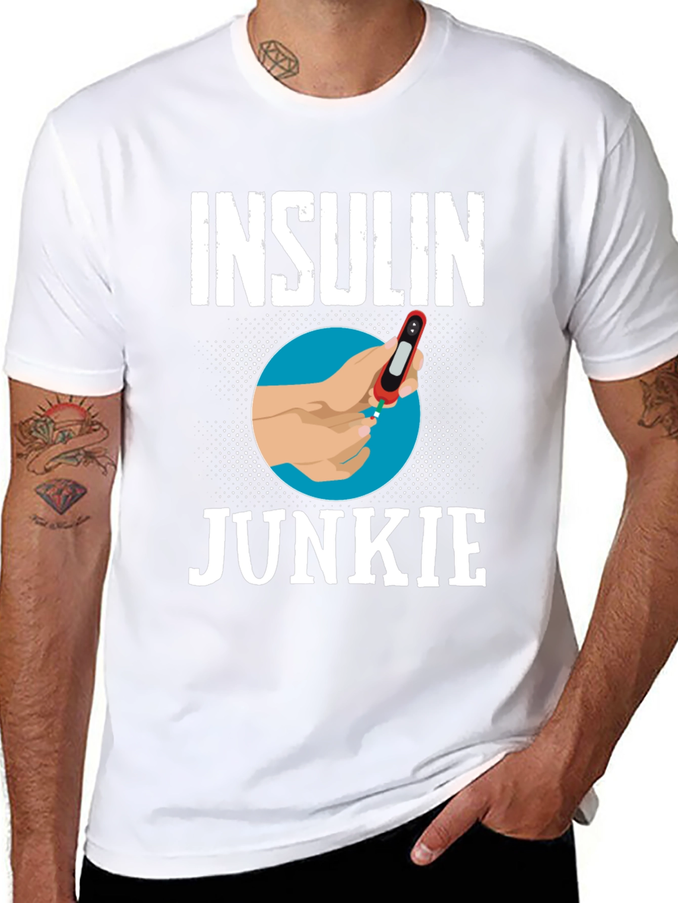 Black Insulin Junkie Graphic Tee view 8