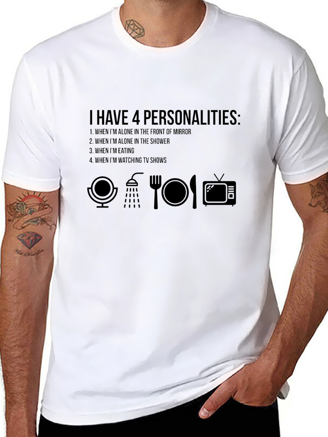 Black 4 Personalities T-Shirt: Funny Graphic Tee for Everyday Wear view 8
