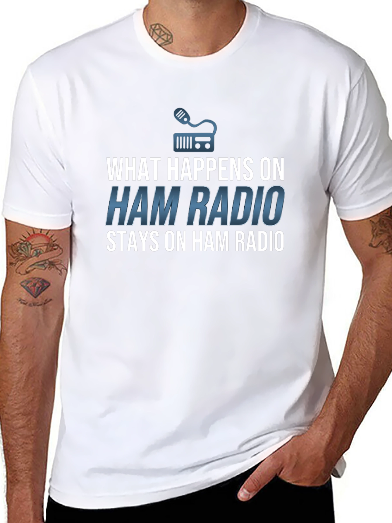 Black Ham Radio T-Shirt - What Happens Stays! view 8
