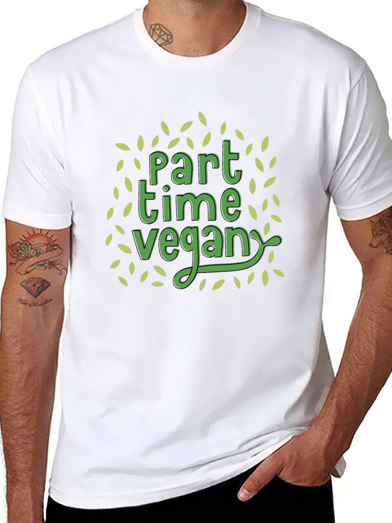 Black Part Time Vegan Graphic Tee - Black Casual Shirt view 8