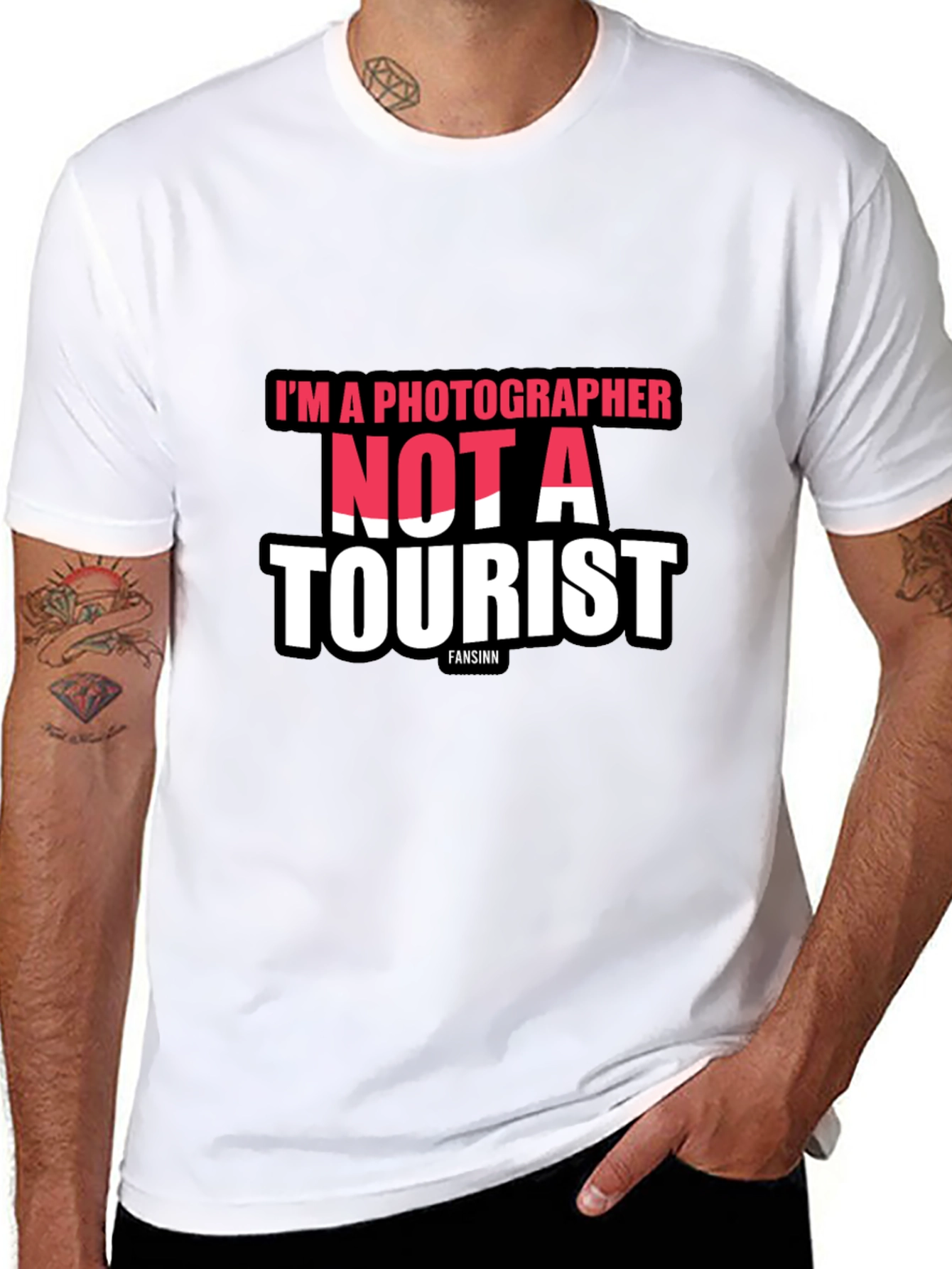 Black I'm a Photographer Not a Tourist Black T-Shirt view 8
