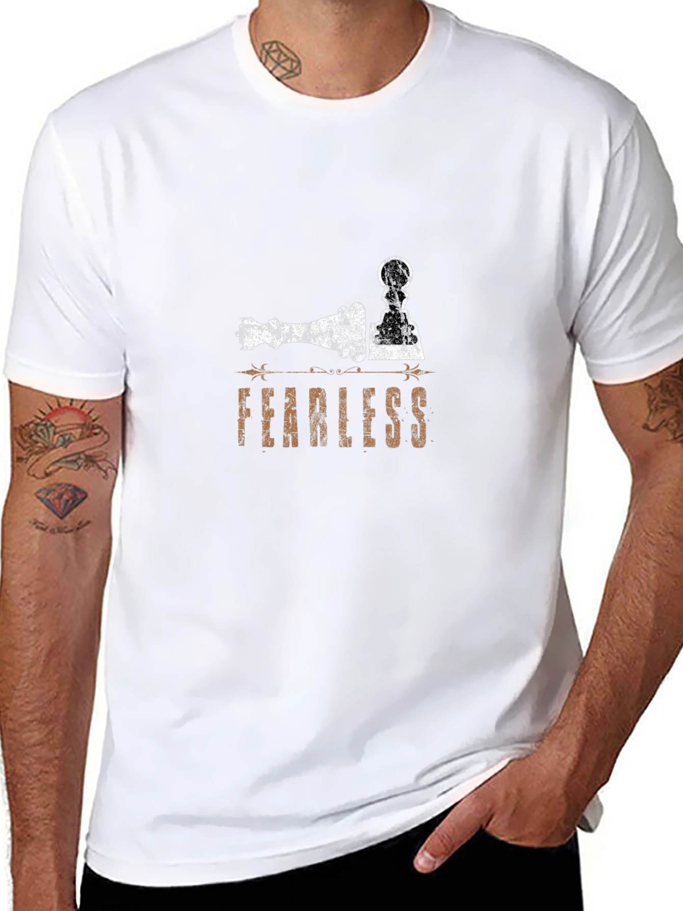Black Fearless Chess Graphic Tee - Black view 8