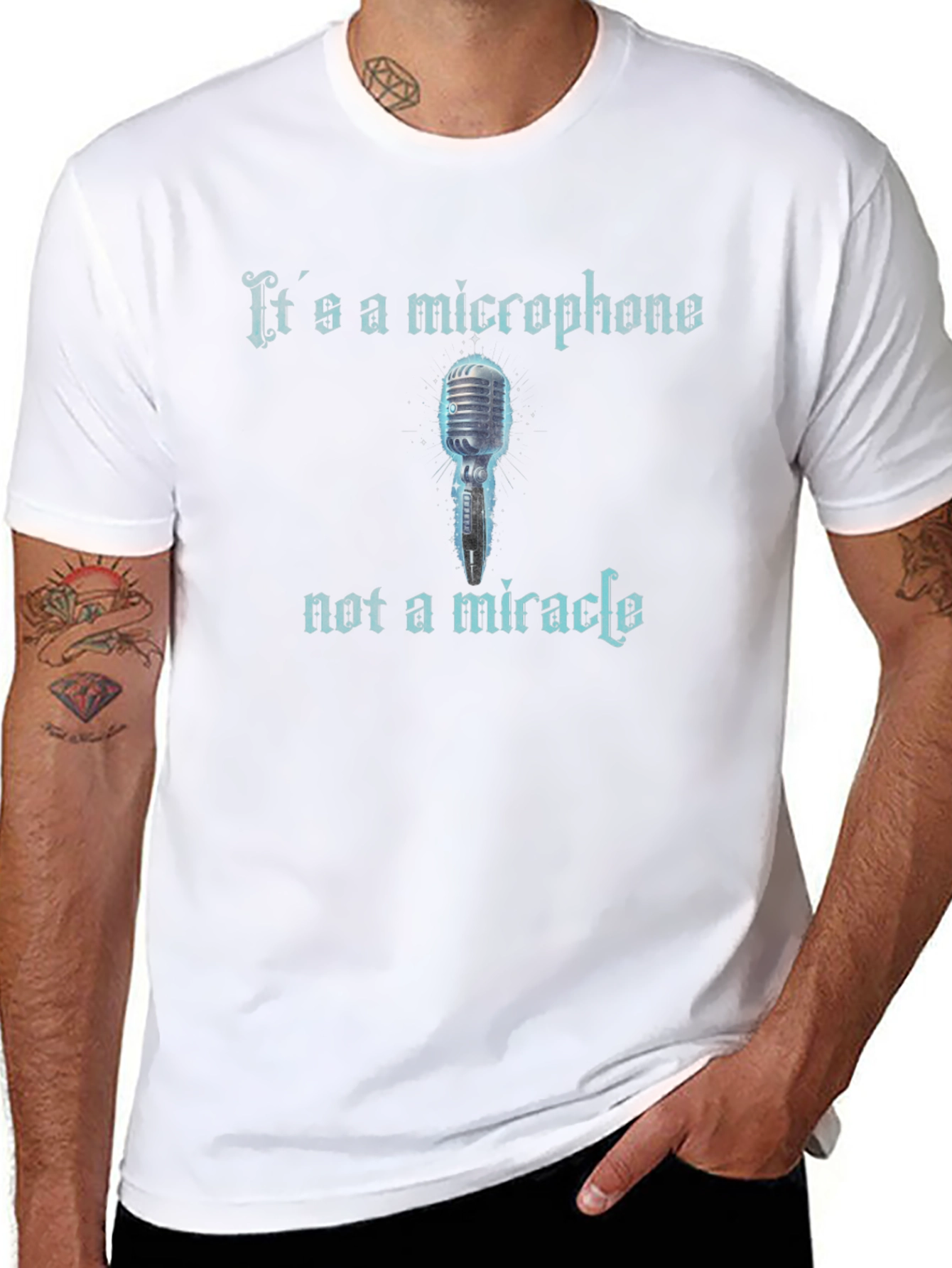 Black It's A Microphone Not A Miracle Graphic T-Shirt view 8