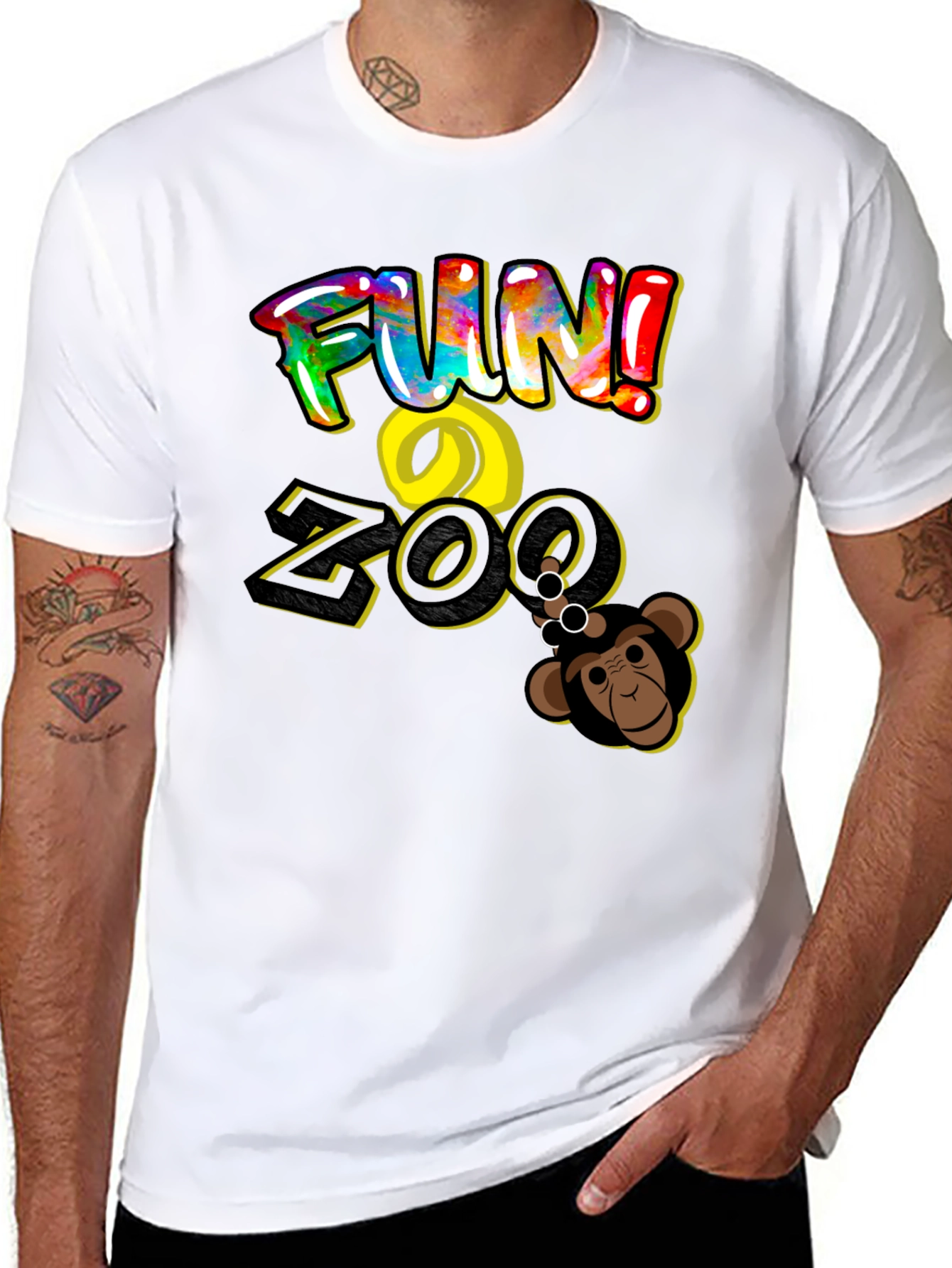 Black Fun Zoo Monkey Graphic Tee - Black Cotton view 8
