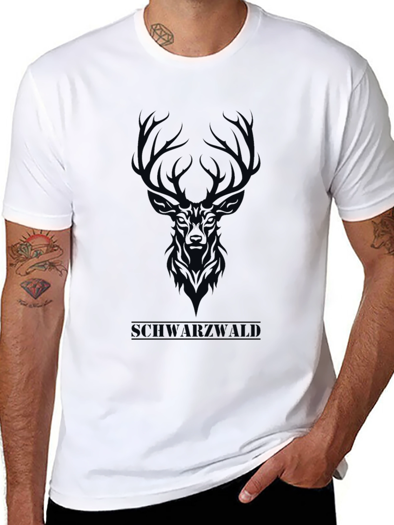 Black Stag Graphic Print Crew Neck T-Shirt view 8