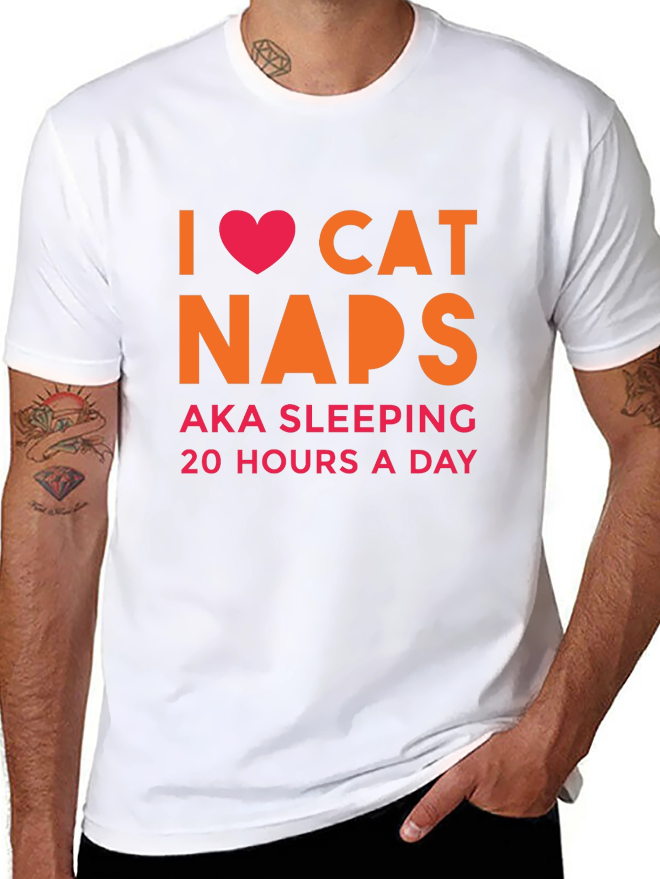 Black I Heart Cat Naps T-Shirt -  AKA Sleeping 20 Hours view 8