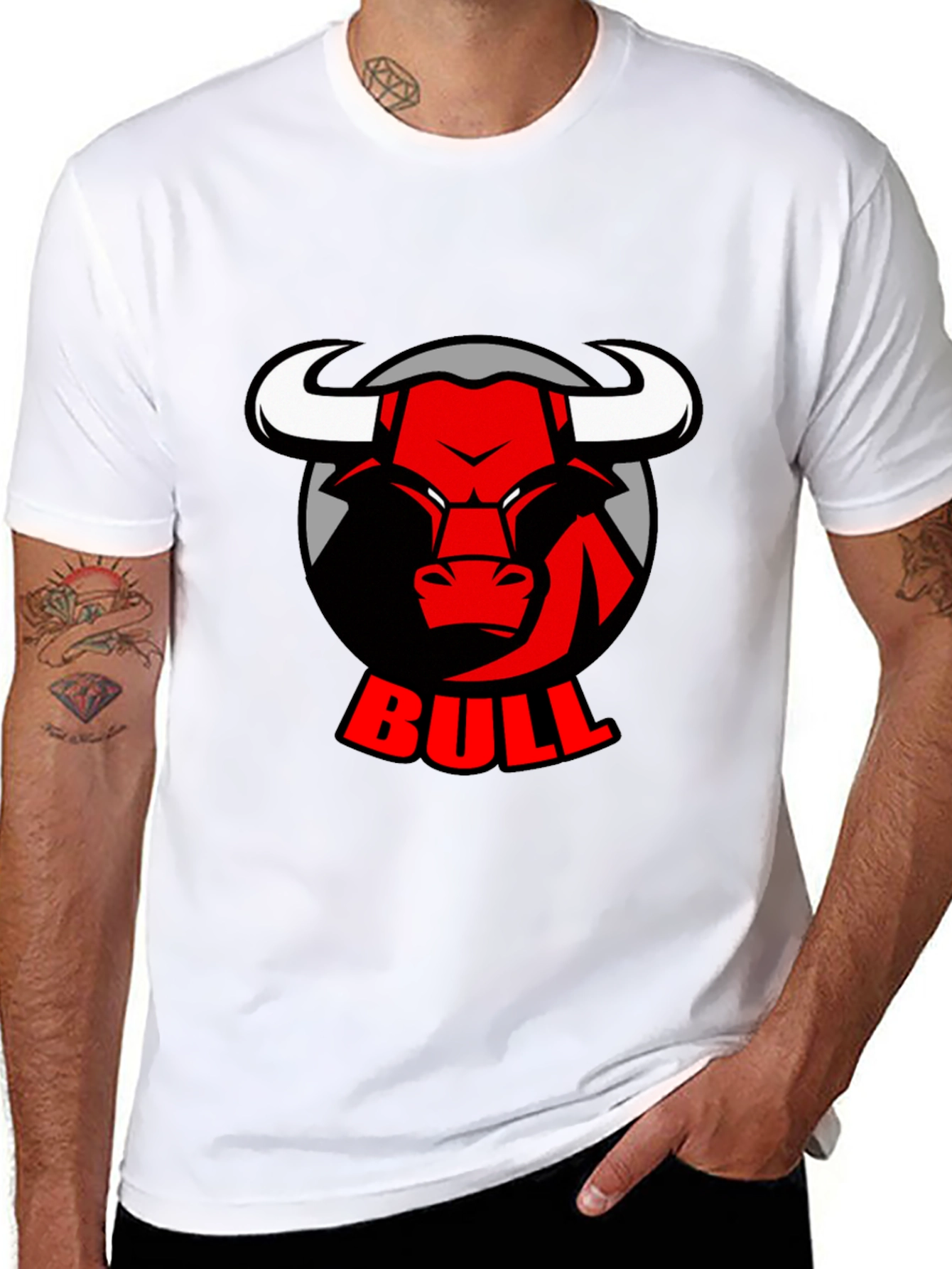 Black Bold Bull Graphic Tee - Black Cotton T-Shirt view 8