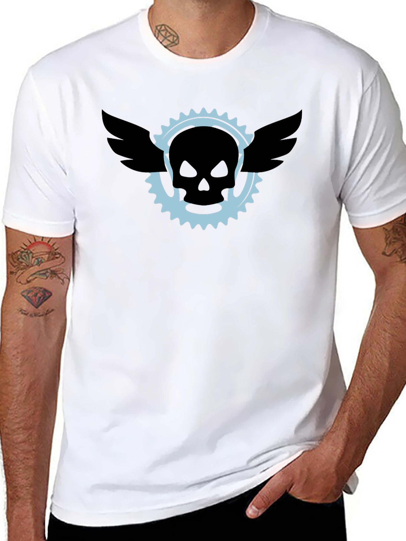 Black Skull & Wings Graphic Tee - Mens Black T-Shirt view 8