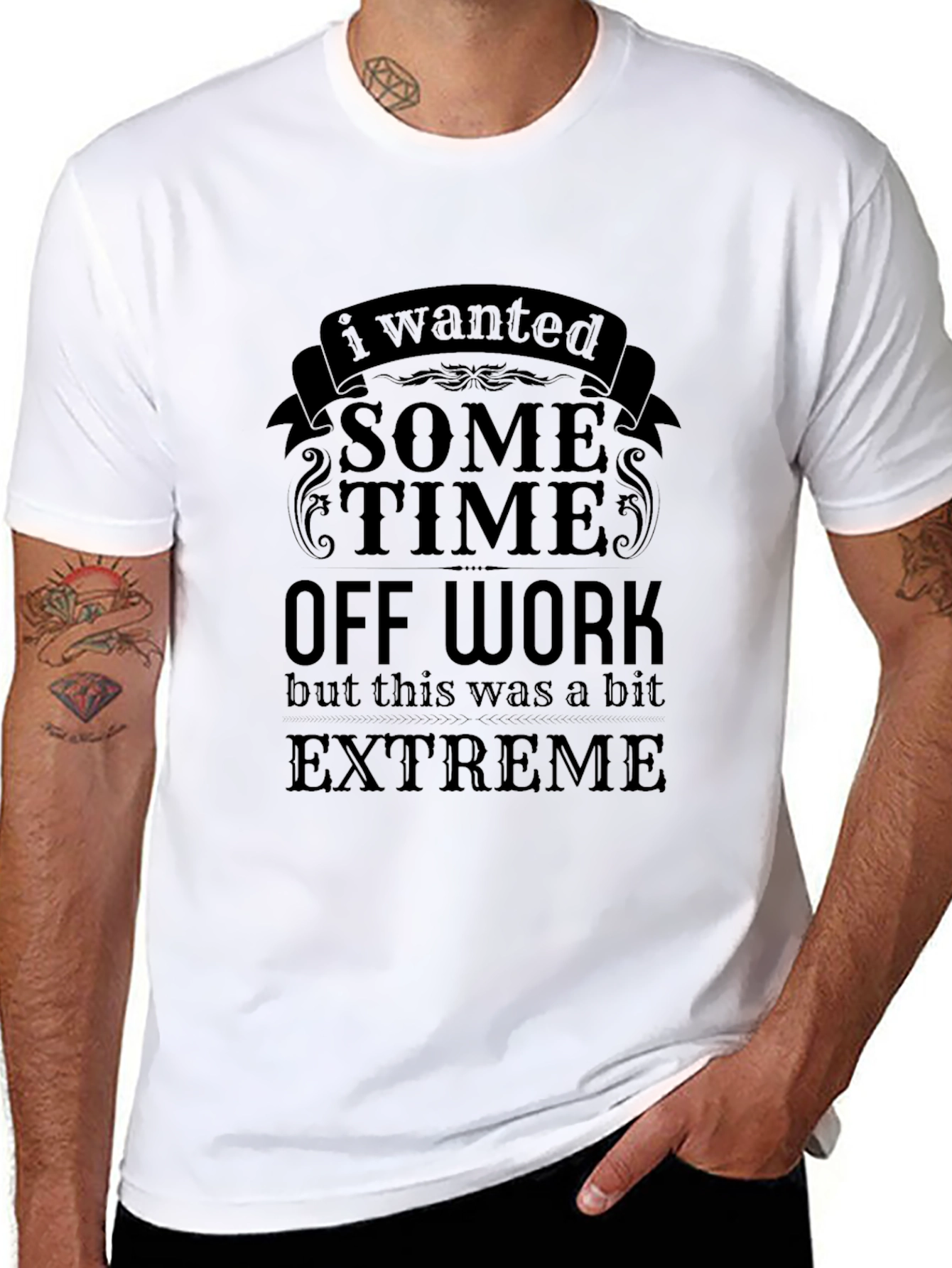 Black Funny Sarcastic Black "Time Off Work" Graphic T-Shirt view 8