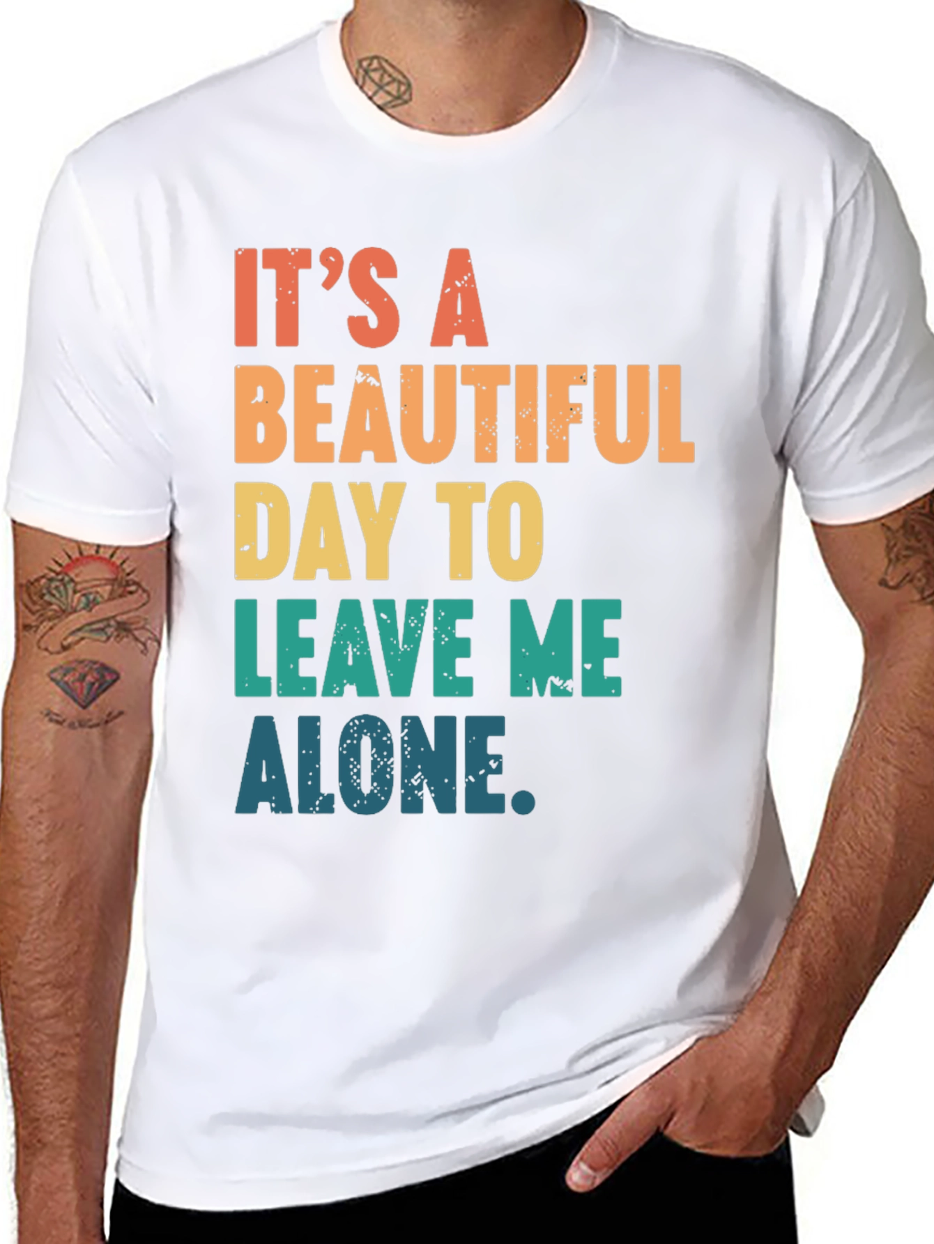 Black It's a Beautiful Day to Leave Me Alone T-Shirt view 8
