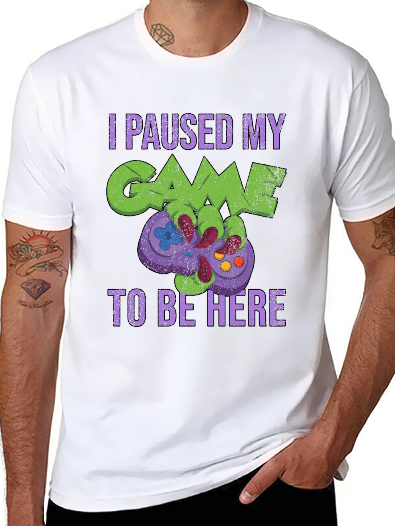 Black Gamer T-Shirt: Paused My Game to Be Here view 8