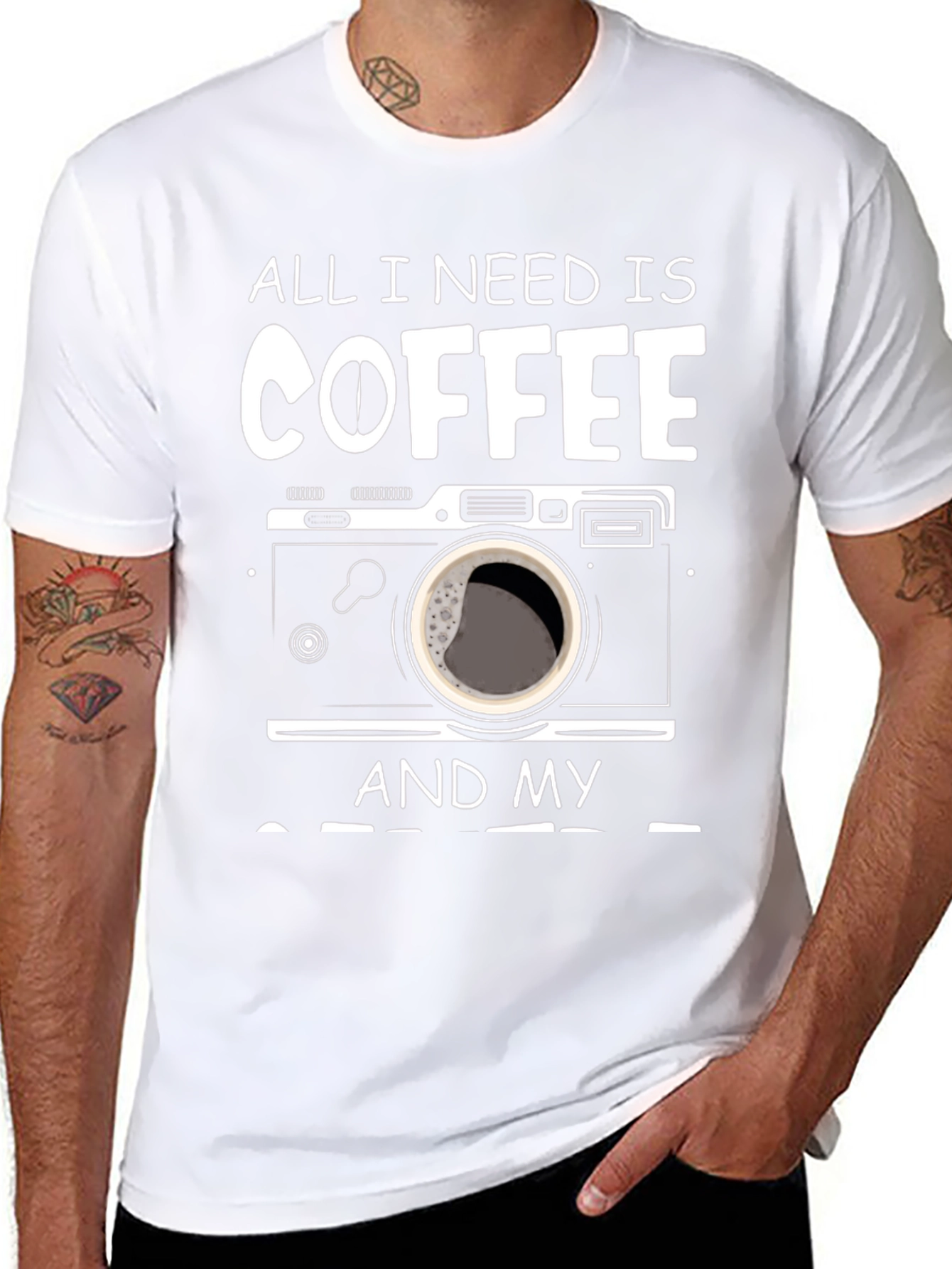 Black Coffee and Camera T-Shirt - Photographer's Essential view 8