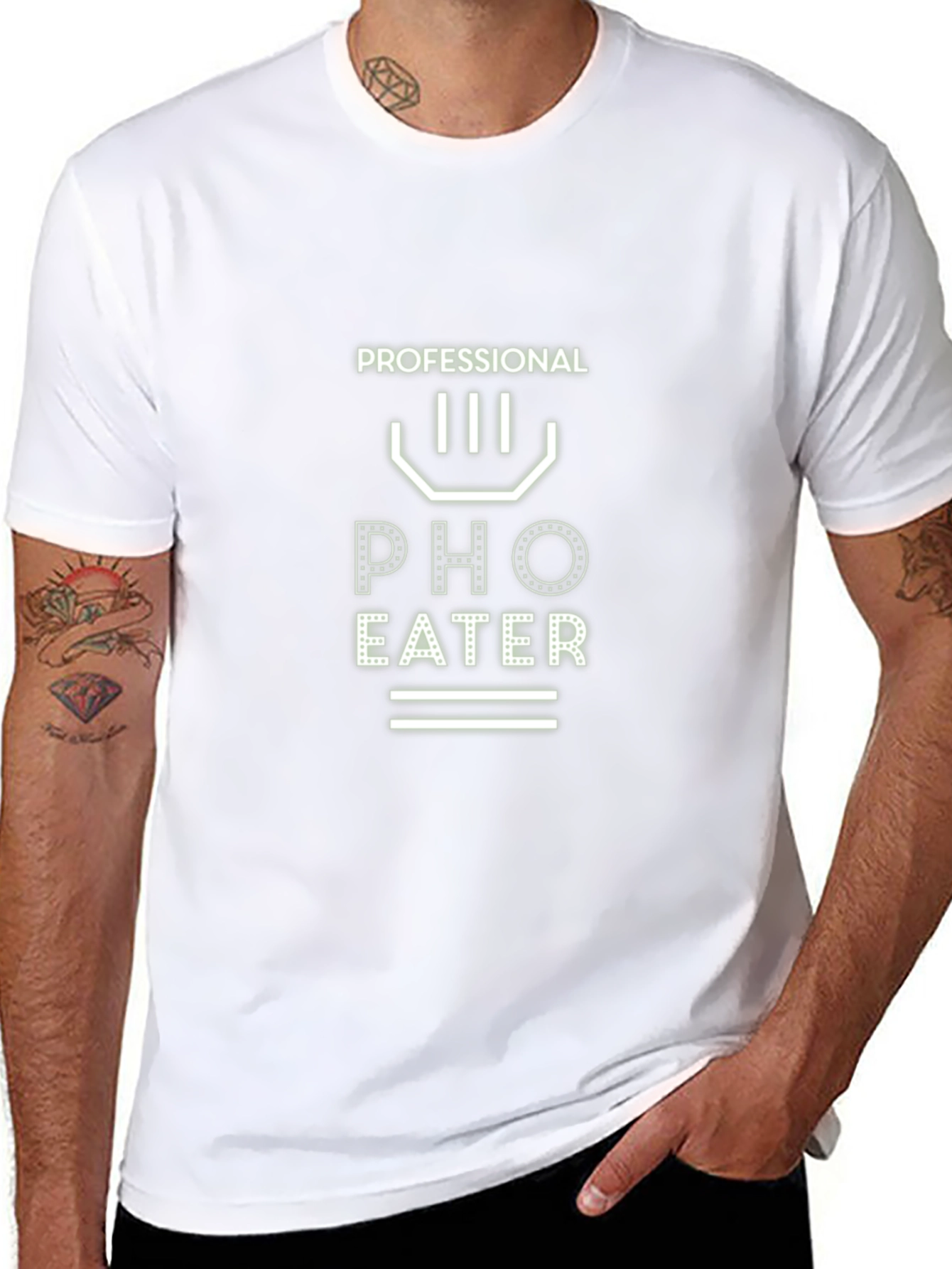 Black Professional Pho Eater Black Graphic T-Shirt view 8