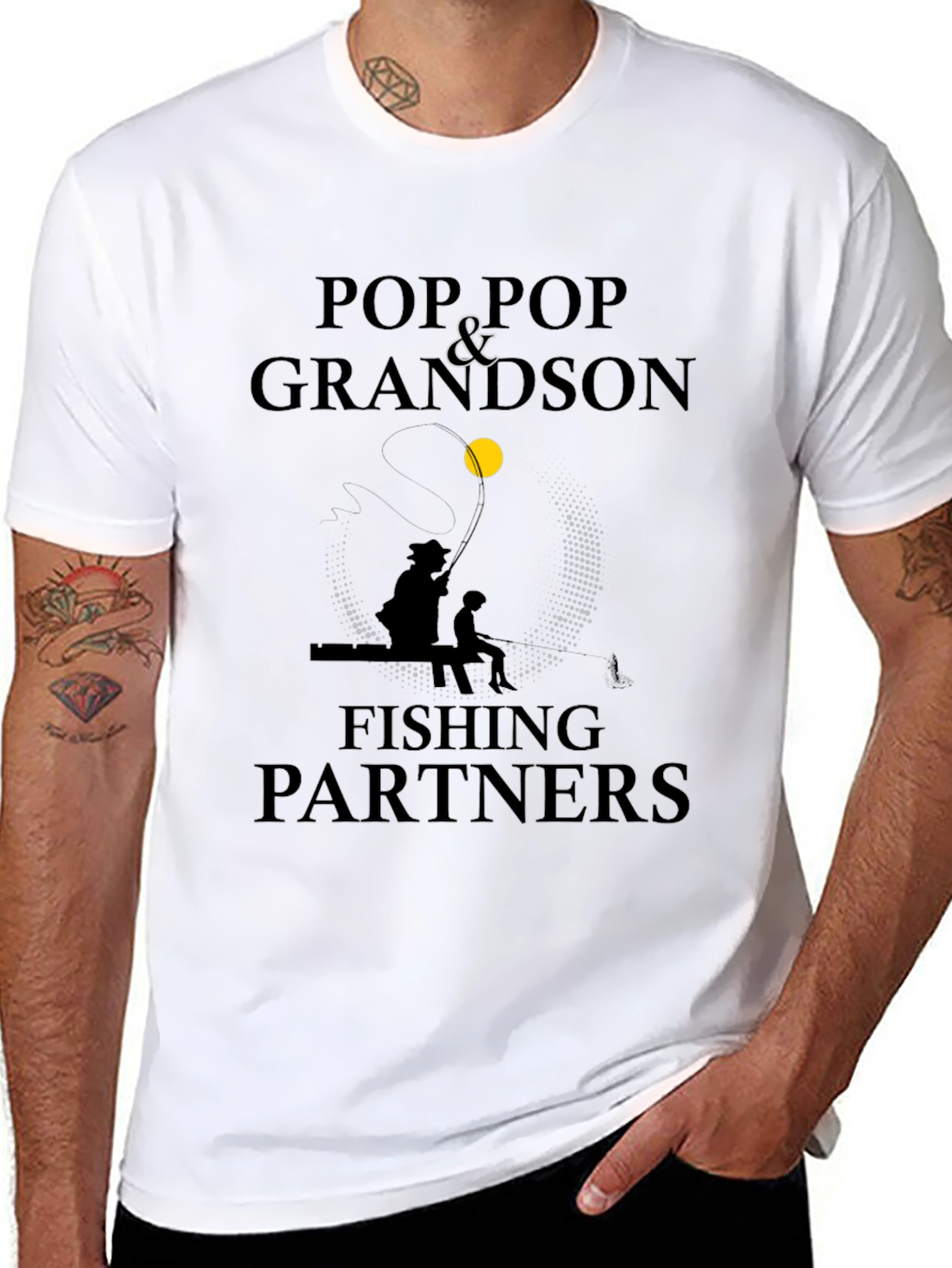 Black Pop Pop & Grandson Fishing Partners Black T-Shirt view 8
