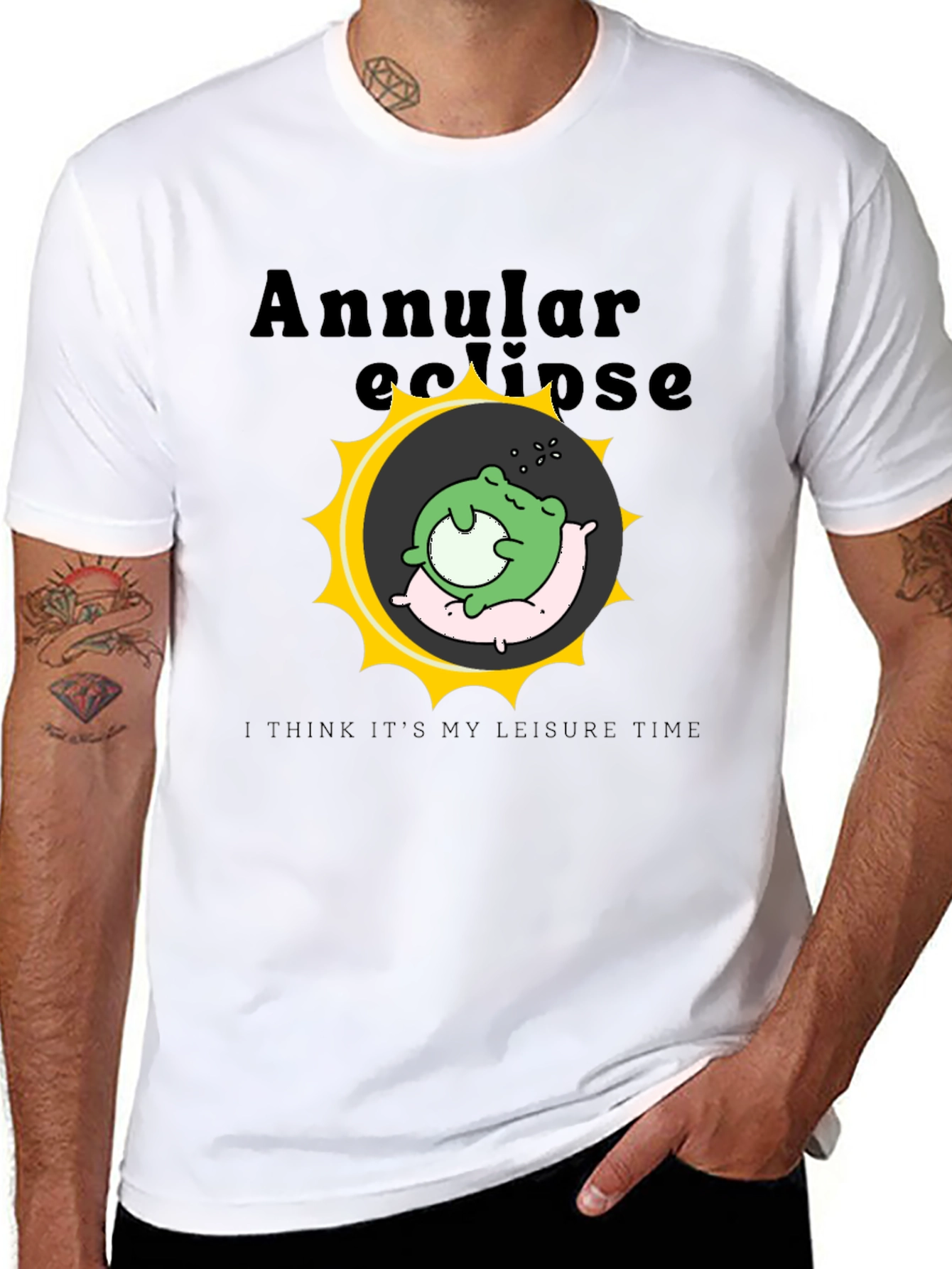 Black Annular Eclipse Frog Leisure Time T-Shirt view 8